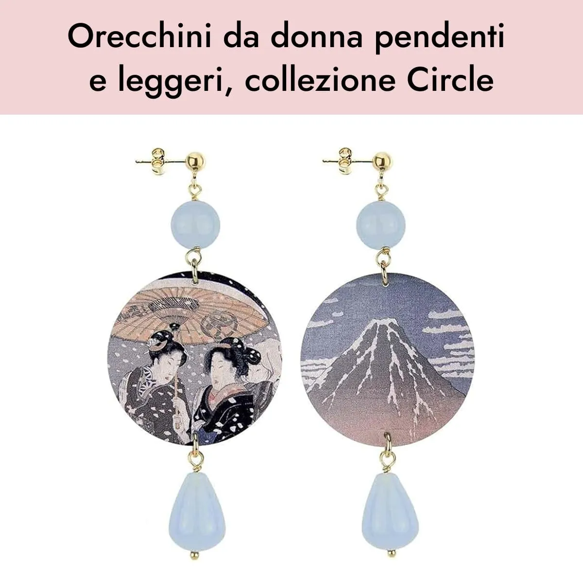 Lebole Orecchini Donna, Orecchini Donna Pendenti Eleganti e Leggeri, in Ottone Galvanizzato Oro con Pietre Naturali, Gioielli Artigianali Made in Italy, Regalo Donna dal Design Esclusivo - immagine 3