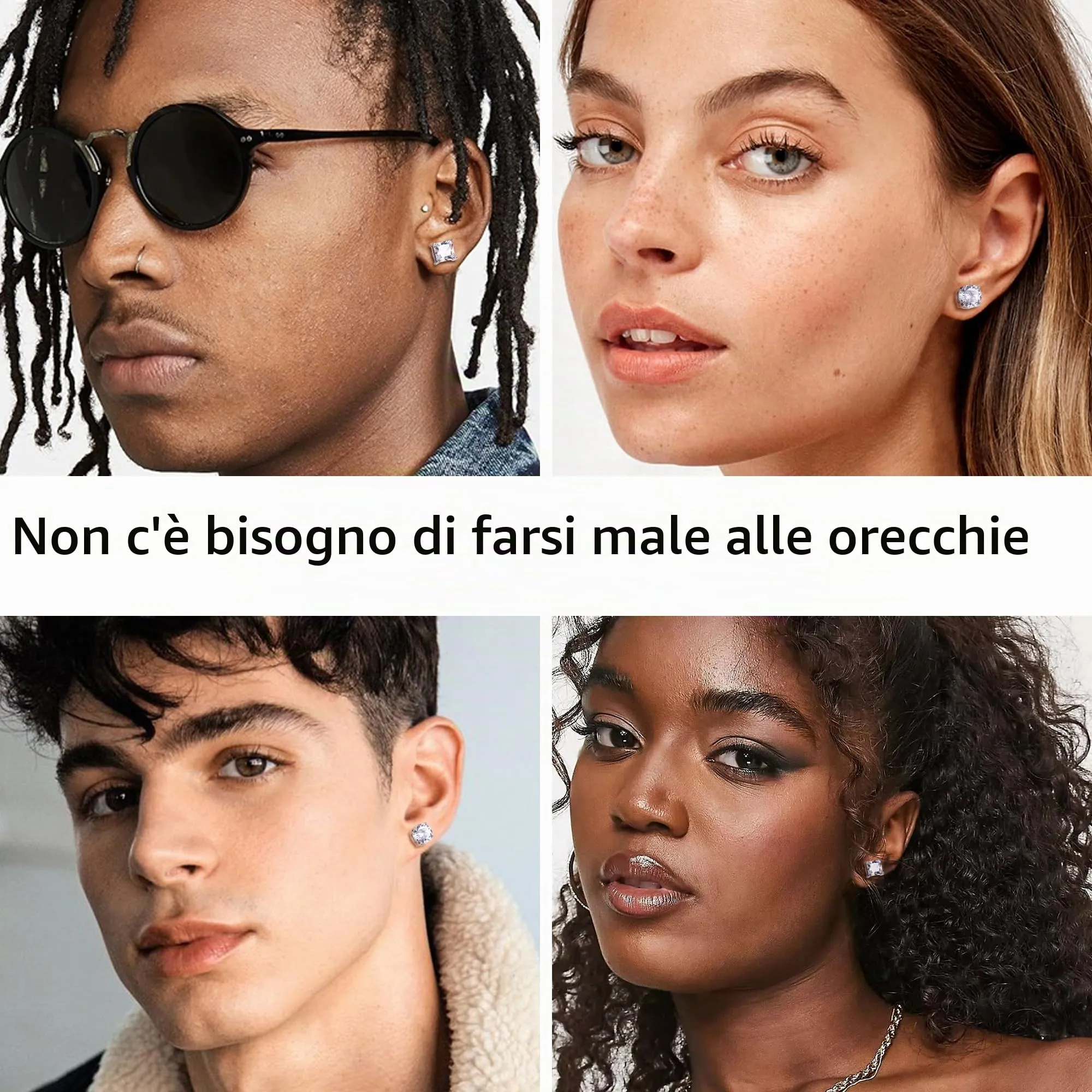 Milacolato 2 Pairs Orecchini a Lobo Magnetici in Acciaio Inossidabile - immagine 2