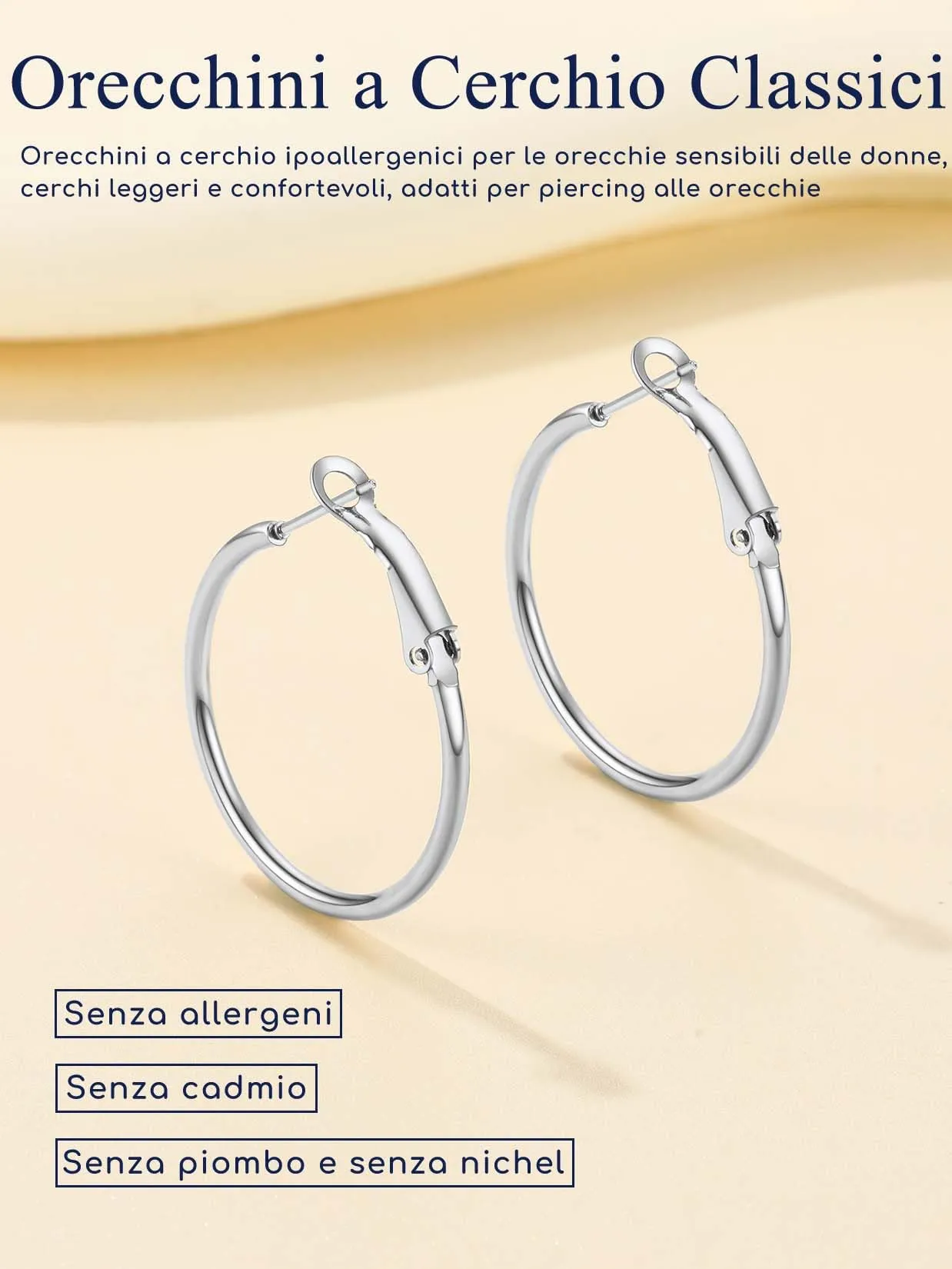 Suplight Orecchini Donna Cerchio Piccolo 30mm in Acciaio Inossidabile - immagine 4
