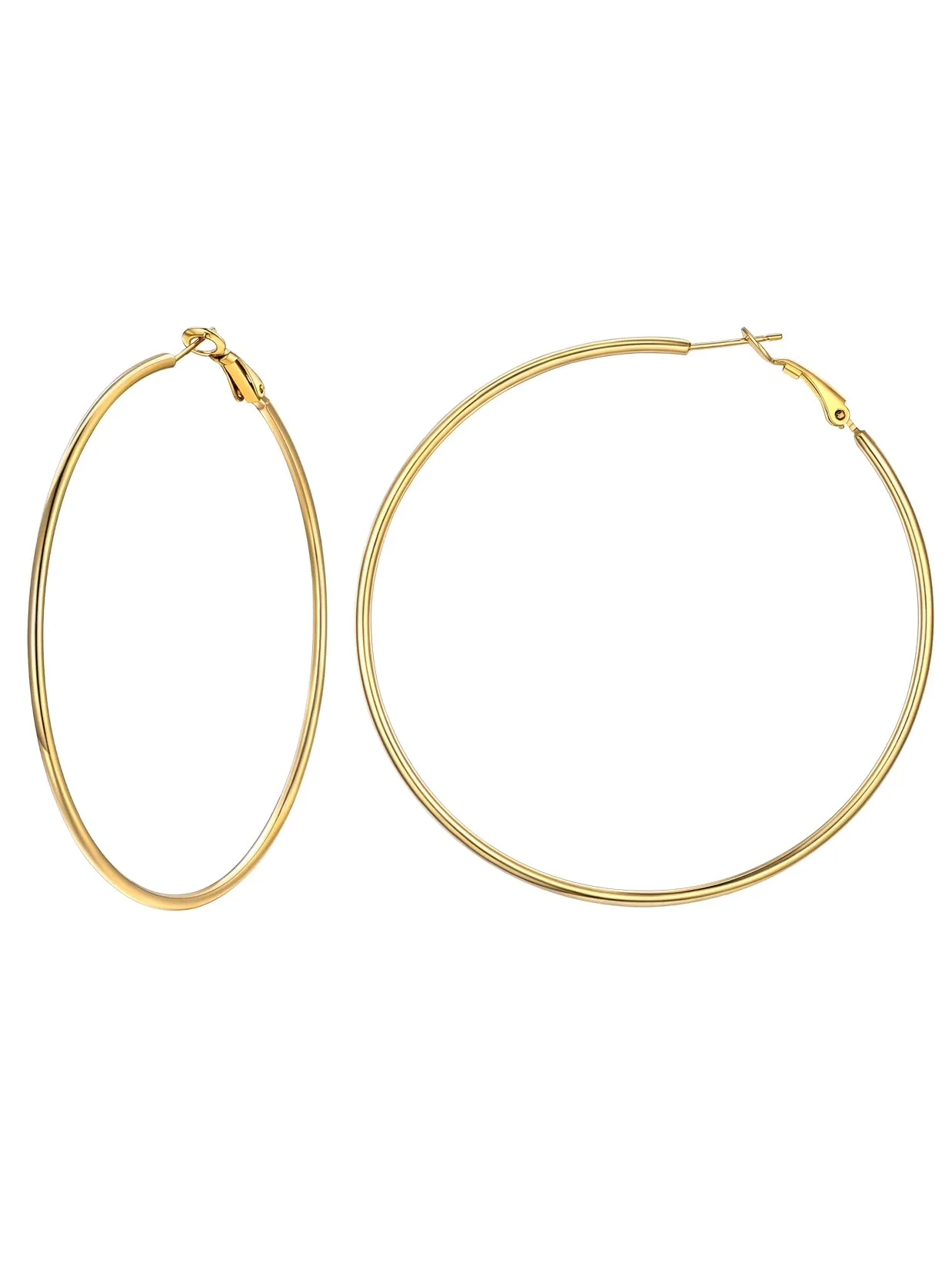 Suplight Orecchini Cerchio Donna Oro Grande 70mm in Acciaio Inossidabile - immagine 1