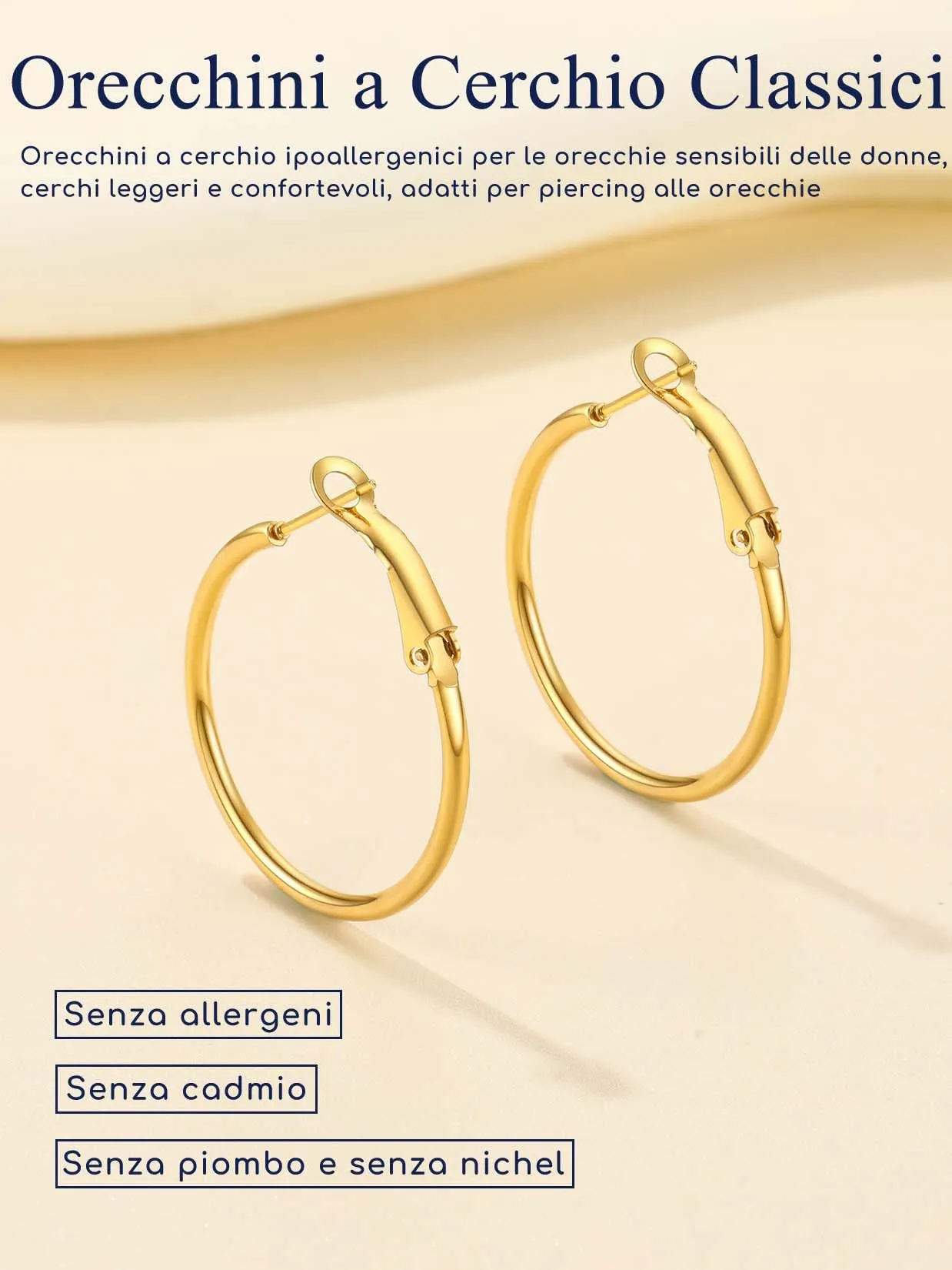 Suplight Orecchini Cerchio Donna Oro Piccolo 30mm in Acciaio Inossidabile - immagine 4