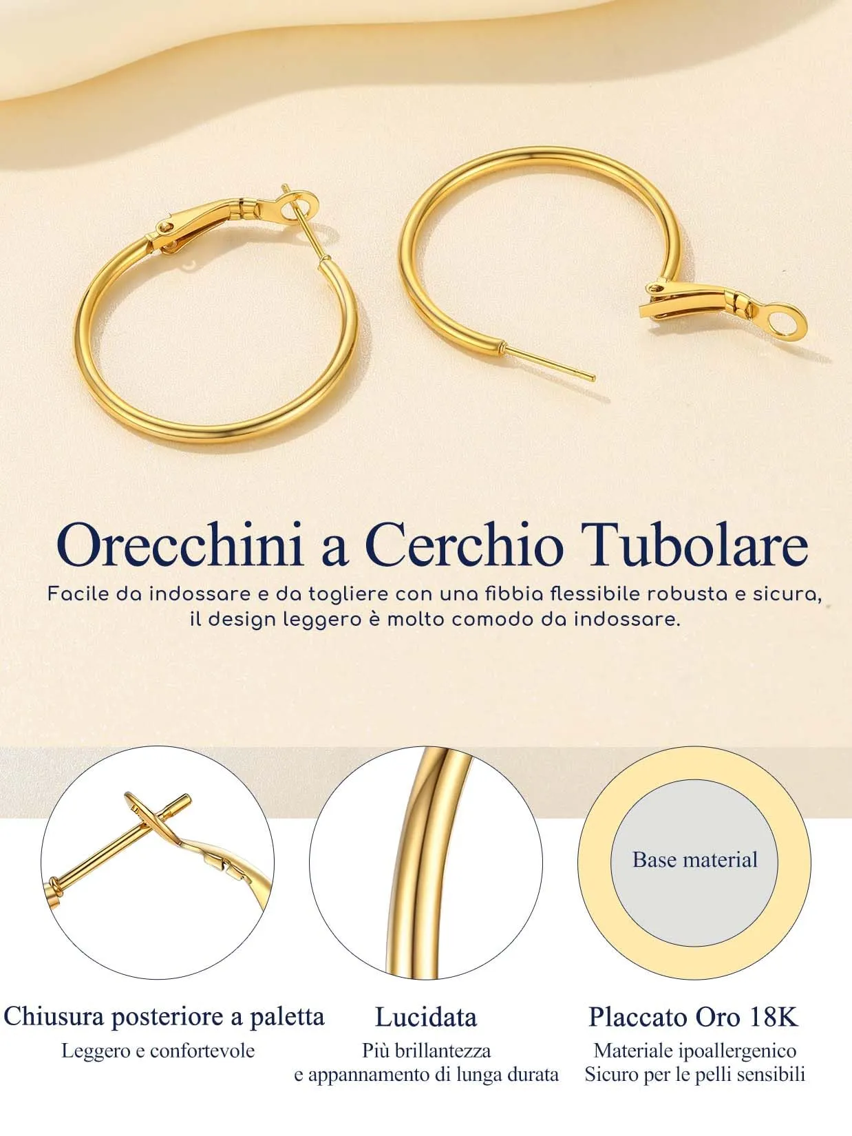 Suplight Orecchini Cerchio Donna Oro Piccolo 30mm in Acciaio Inossidabile - immagine 5