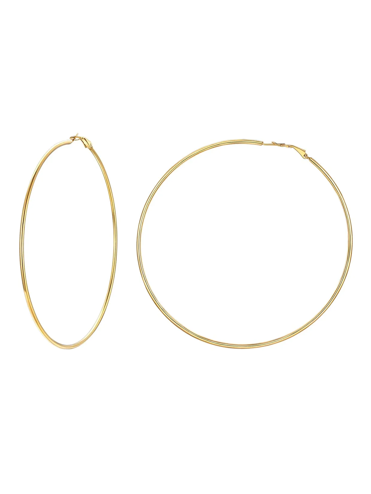 Suplight Orecchini Cerchio Donna Oro Grande 100mm in Acciaio Inossidabile - immagine 1