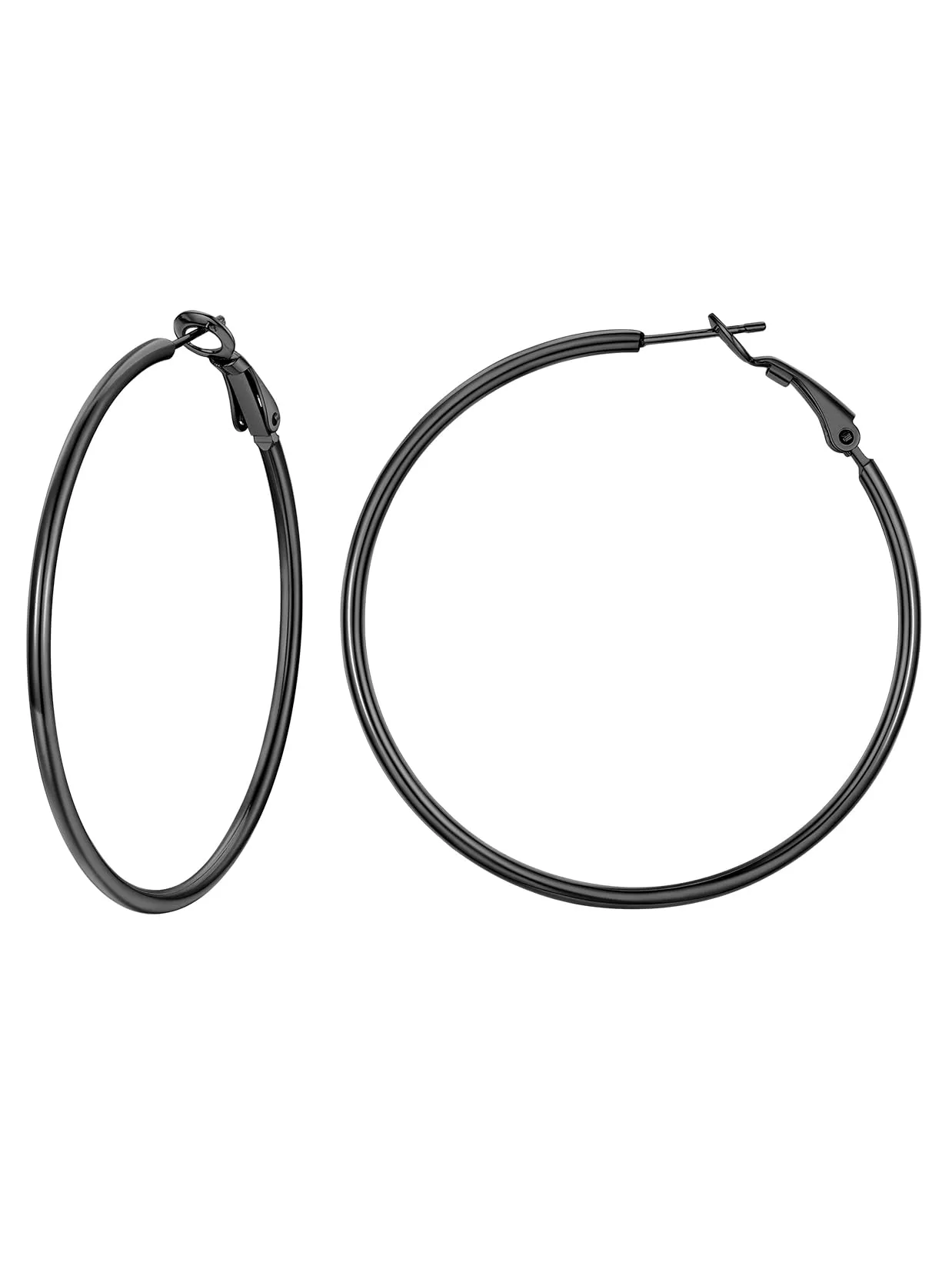 Suplight Orecchini Donna Cerchio Grande 50mm Nero in Acciaio Inossidabile - immagine 1