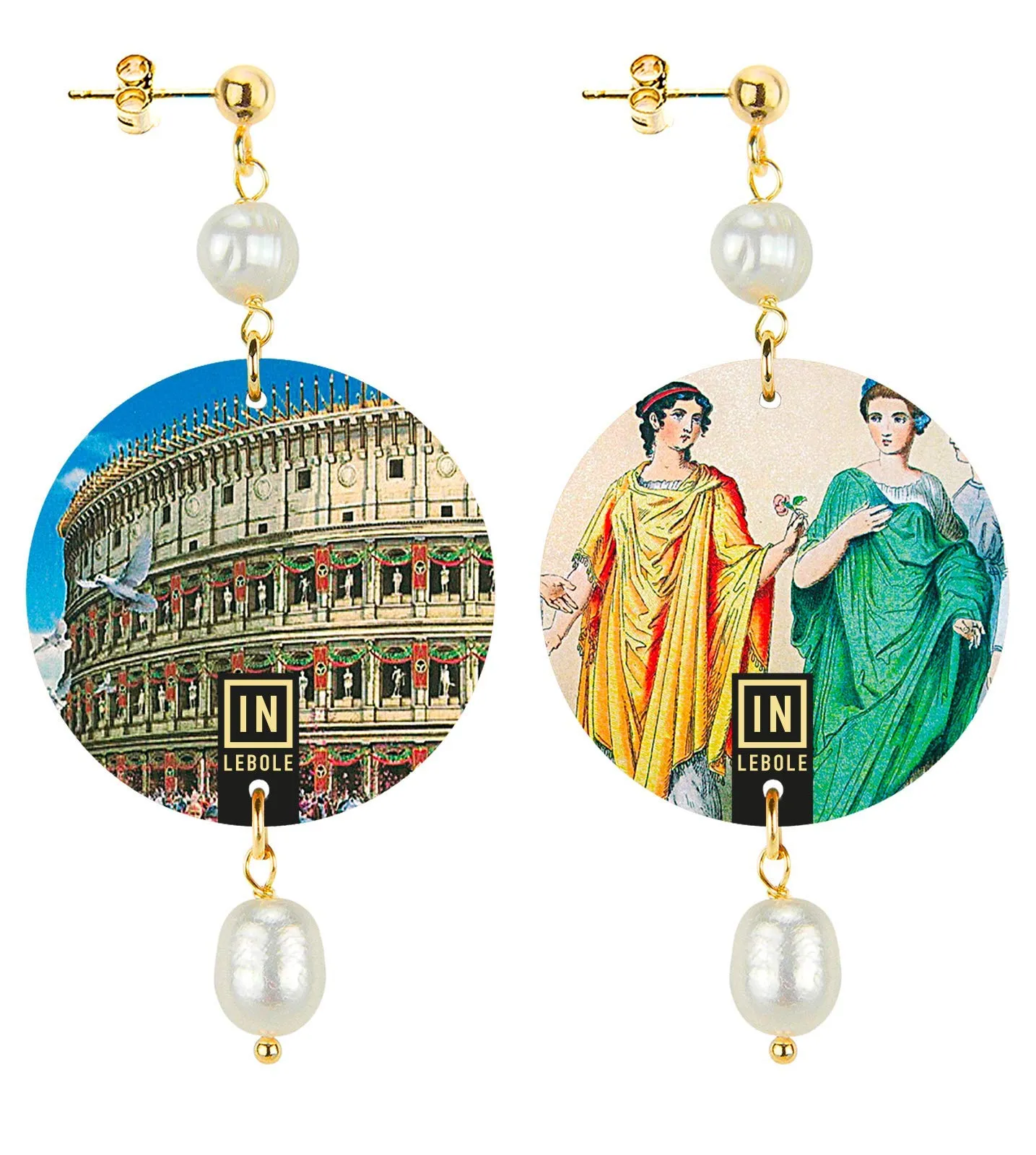 IN Lebole Collezione The Circle DPOR90 Roma Orecchini da Donna in Ottone Pietra Perla - immagine 3