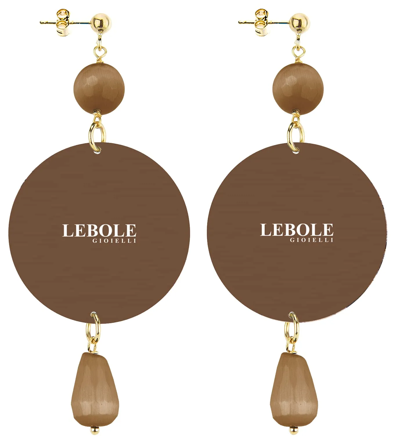 Lebole Orecchini Donna, Orecchini Donna Pendenti Eleganti e Leggeri, in Ottone Galvanizzato Oro con Pietre Naturali, Gioielli Artigianali Made in Italy, Regalo Donna dal Design Esclusivo - immagine 2