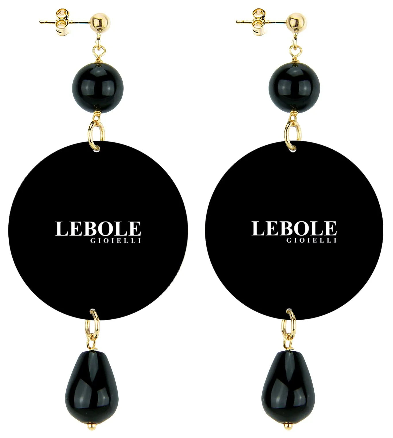 IN Lebole Collezione The Circle DOR78 Coralli Orecchini da Donna in Ottone Pietra Nera - immagine 2