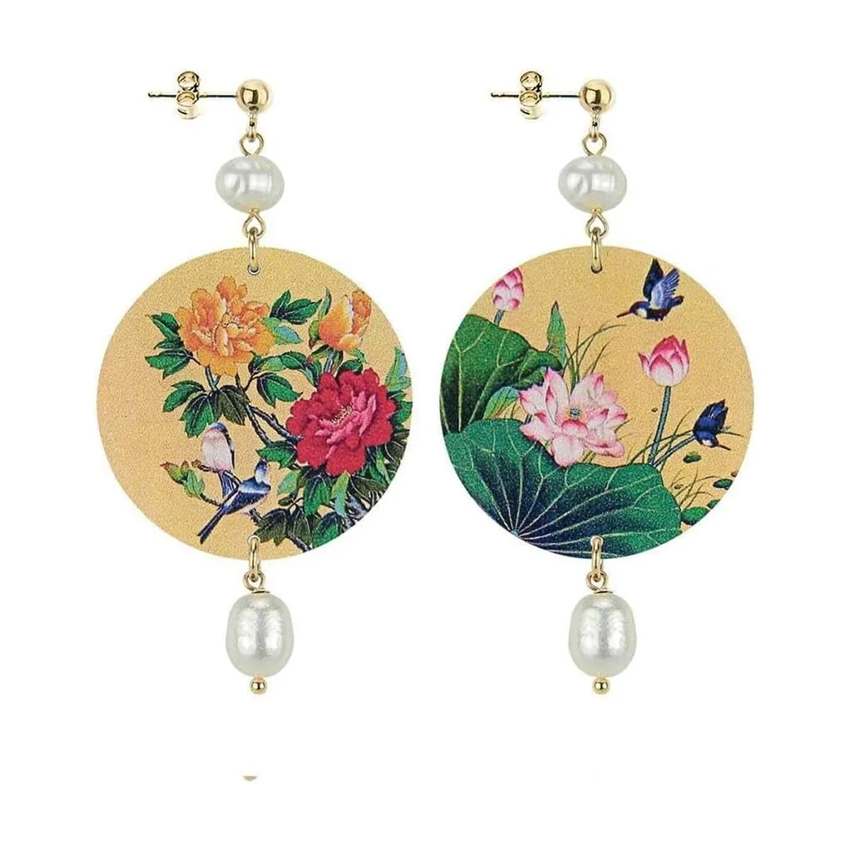 Lebole Orecchini Donna, Orecchini Donna Pendenti Eleganti e Leggeri, in Ottone Galvanizzato Oro con Pietre Naturali, Gioielli Artigianali Made in Italy, Regalo Donna dal Design Esclusivo - immagine 1