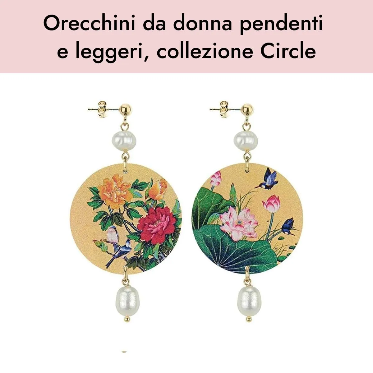 Lebole Orecchini Donna, Orecchini Donna Pendenti Eleganti e Leggeri, in Ottone Galvanizzato Oro con Pietre Naturali, Gioielli Artigianali Made in Italy, Regalo Donna dal Design Esclusivo - immagine 3