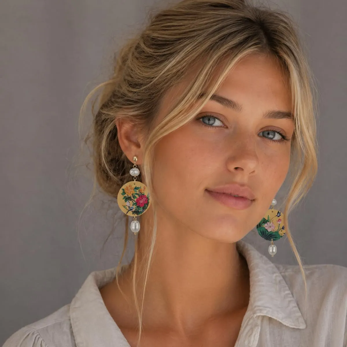 Lebole Orecchini Donna, Orecchini Donna Pendenti Eleganti e Leggeri, in Ottone Galvanizzato Oro con Pietre Naturali, Gioielli Artigianali Made in Italy, Regalo Donna dal Design Esclusivo - immagine 4