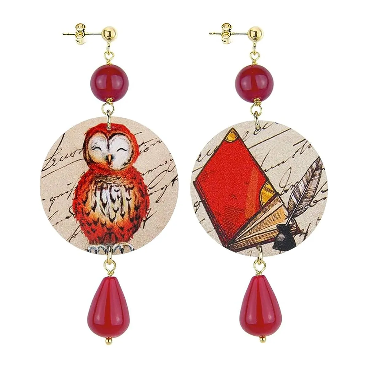 Lebole Orecchini Donna, Orecchini Donna Pendenti Eleganti e Leggeri, in Ottone Galvanizzato Oro con Pietre Naturali, Gioielli Artigianali Made in Italy, Regalo Donna dal Design Esclusivo - immagine 1