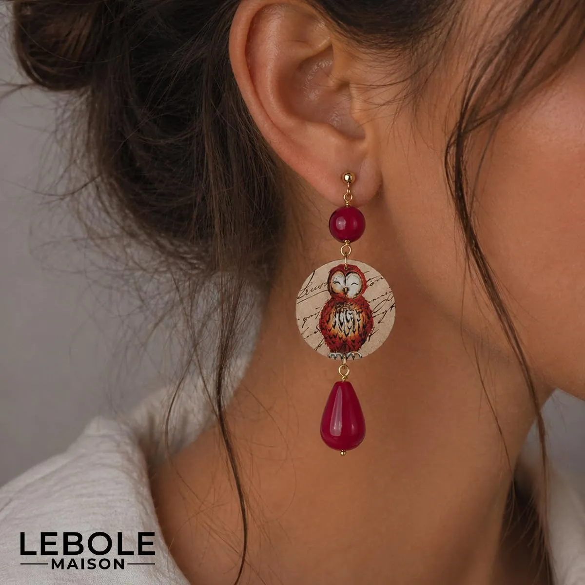 Lebole Orecchini Donna, Orecchini Donna Pendenti Eleganti e Leggeri, in Ottone Galvanizzato Oro con Pietre Naturali, Gioielli Artigianali Made in Italy, Regalo Donna dal Design Esclusivo - immagine 2