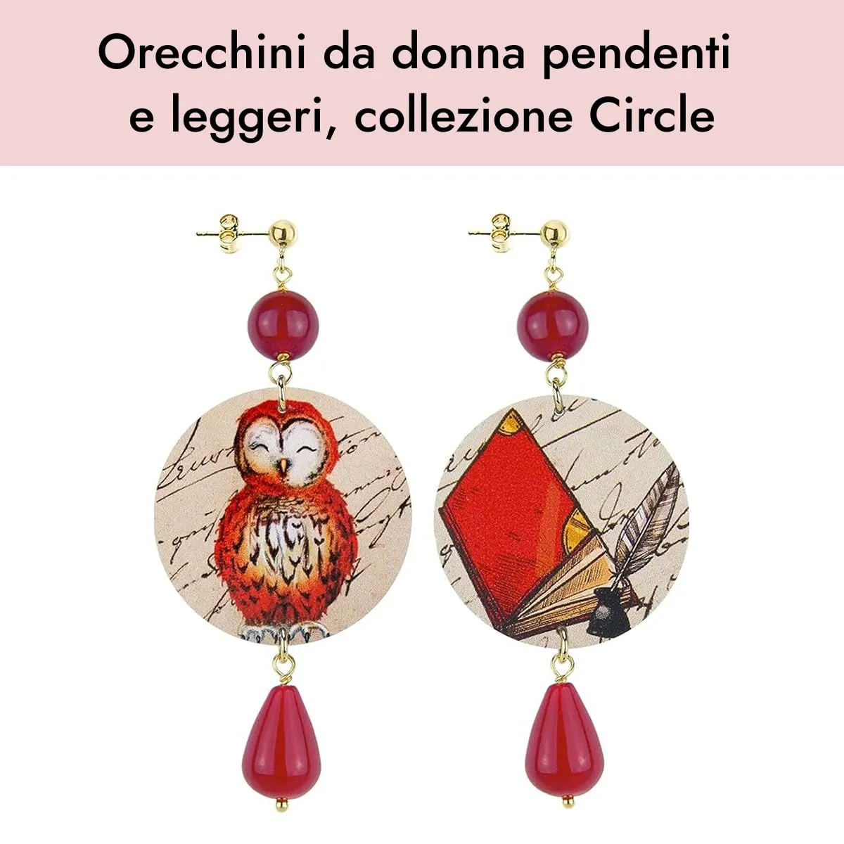 Lebole Orecchini Donna, Orecchini Donna Pendenti Eleganti e Leggeri, in Ottone Galvanizzato Oro con Pietre Naturali, Gioielli Artigianali Made in Italy, Regalo Donna dal Design Esclusivo - immagine 3