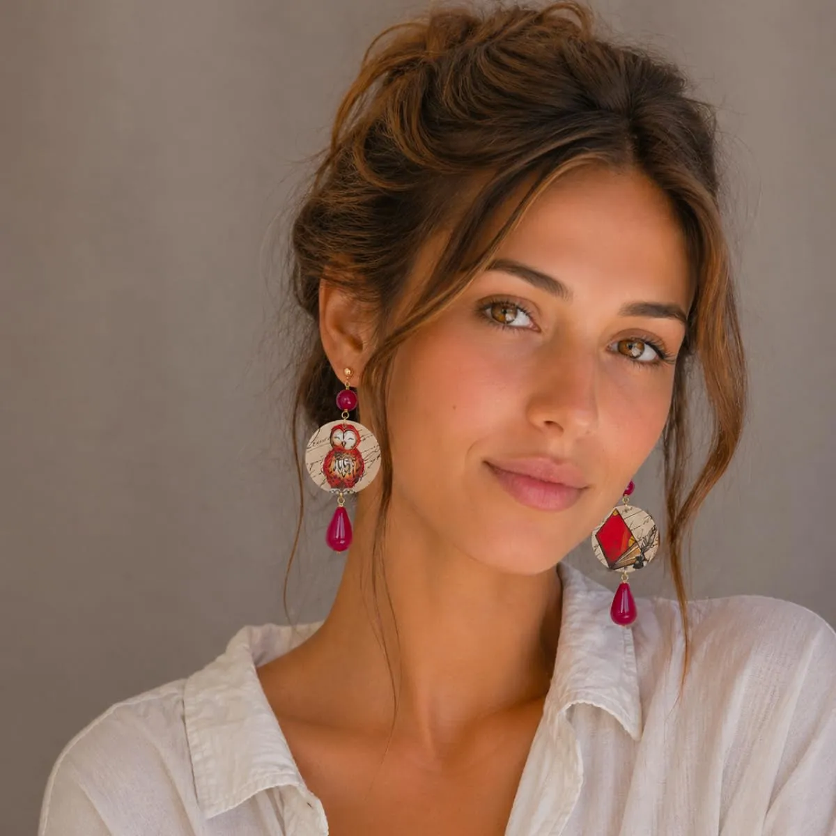 Lebole Orecchini Donna, Orecchini Donna Pendenti Eleganti e Leggeri, in Ottone Galvanizzato Oro con Pietre Naturali, Gioielli Artigianali Made in Italy, Regalo Donna dal Design Esclusivo - immagine 4