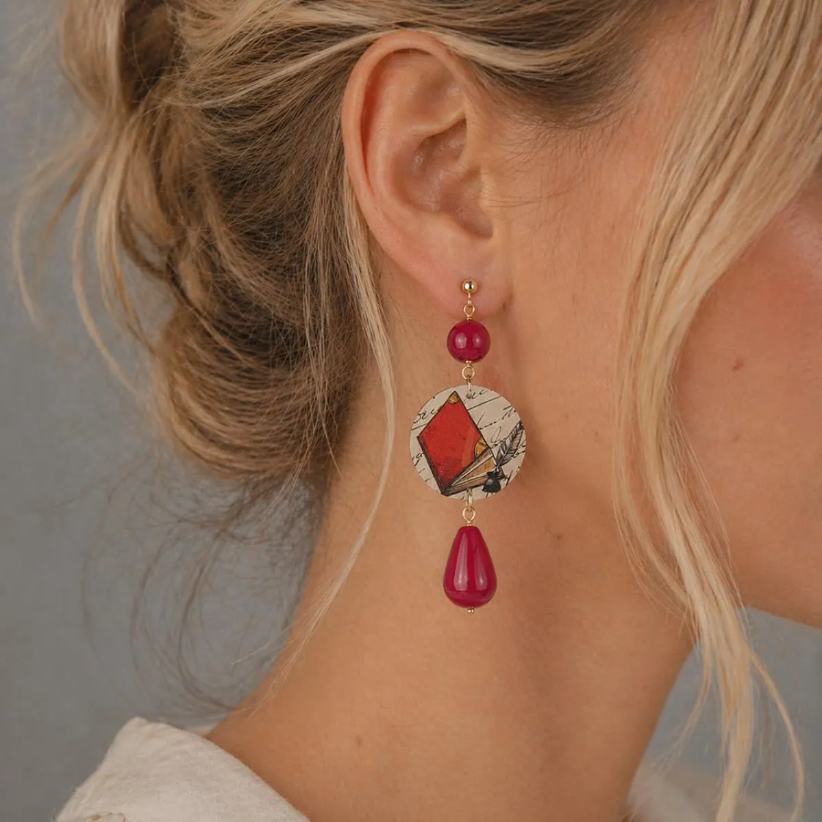 Lebole Orecchini Donna, Orecchini Donna Pendenti Eleganti e Leggeri, in Ottone Galvanizzato Oro con Pietre Naturali, Gioielli Artigianali Made in Italy, Regalo Donna dal Design Esclusivo - immagine 6