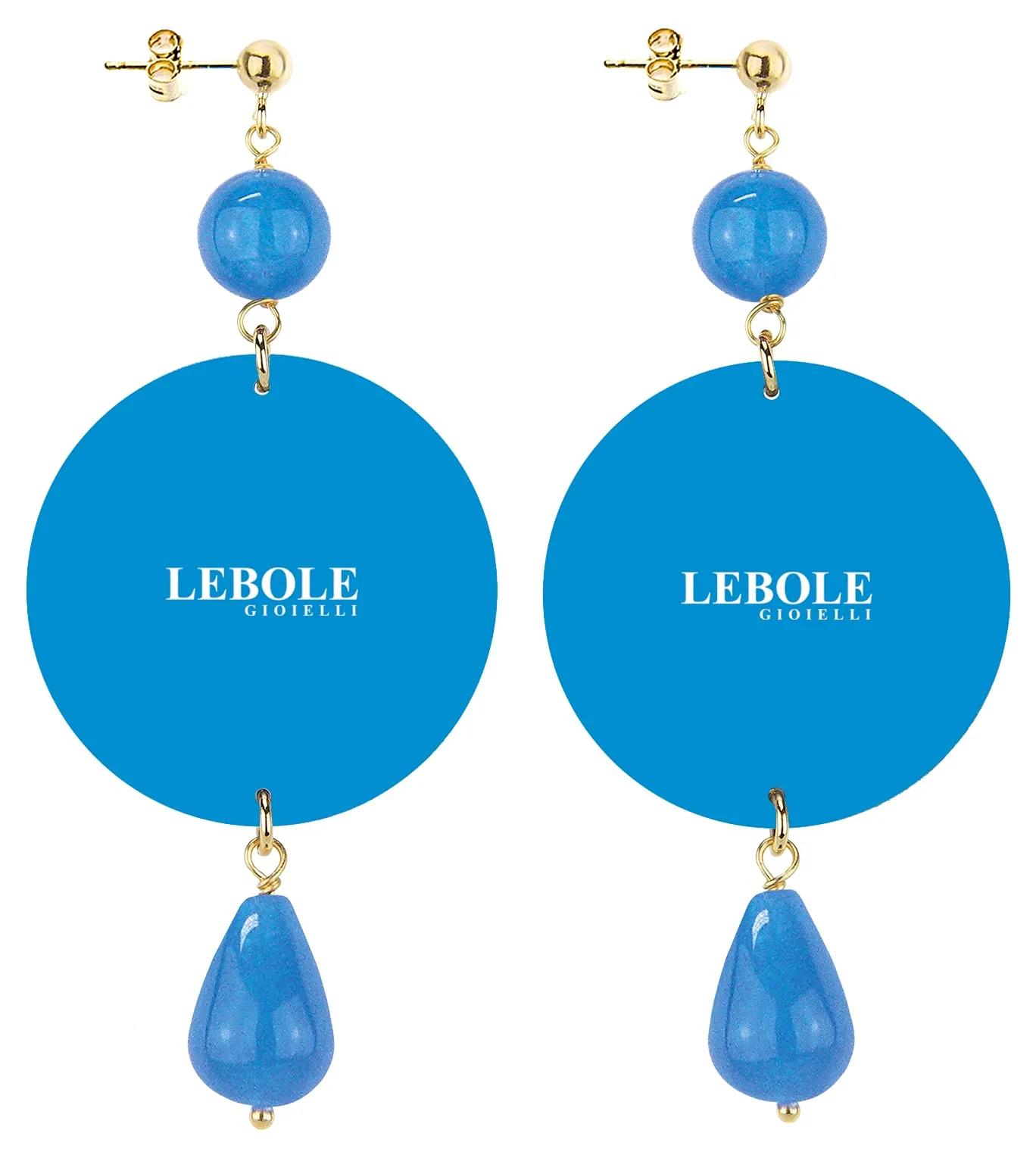 Lebole Orecchini Donna, Orecchini Donna Pendenti Eleganti e Leggeri, in Ottone Galvanizzato Oro con Pietre Naturali, Gioielli Artigianali Made in Italy, Regalo Donna dal Design Esclusivo - immagine 2