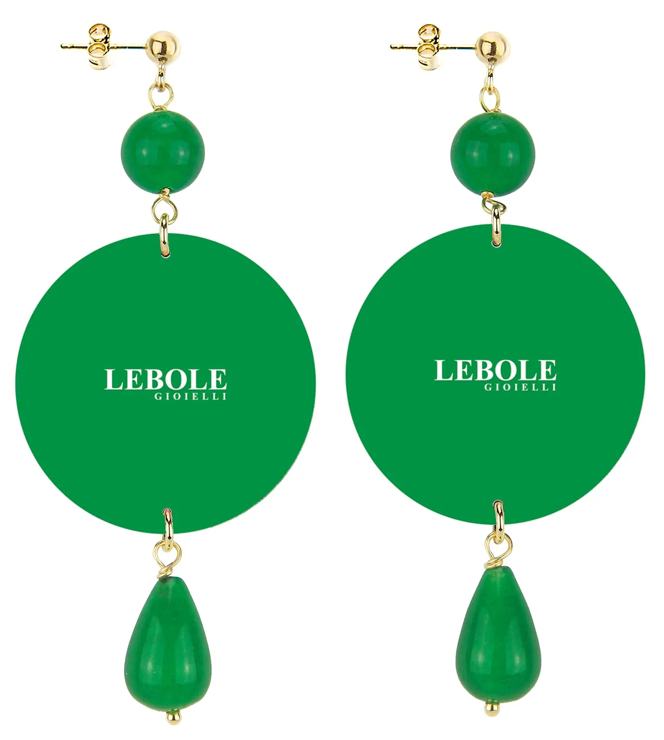 IN Lebole Collezione The Circle DOR64 Farfalla Orecchini da Donna in Ottone Pietra Verde - immagine 2