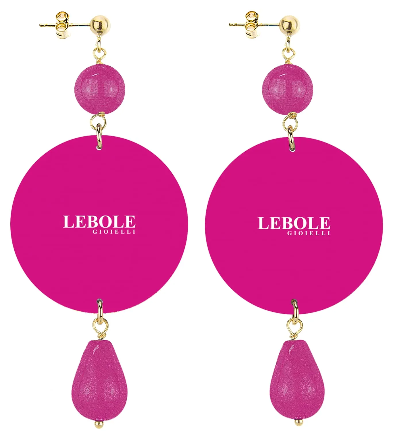 Lebole Orecchini Donna, Orecchini Donna Pendenti Eleganti e Leggeri, in Ottone Galvanizzato Oro con Pietre Naturali, Gioielli Artigianali Made in Italy, Regalo Donna dal Design Esclusivo - immagine 2