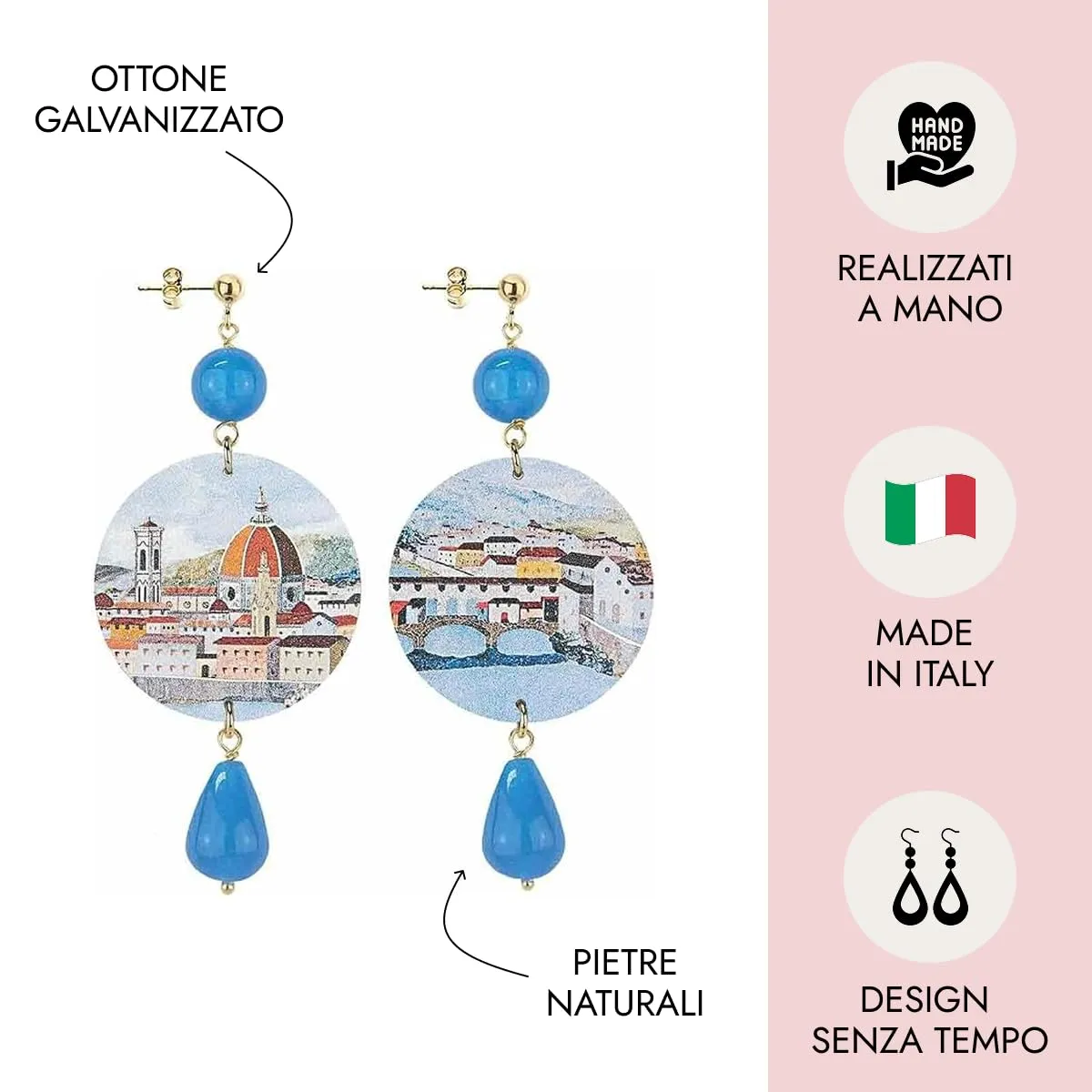 Lebole Orecchini Donna The Circle Firenze Pietra Azzurra 8,5 cm - immagine 5
