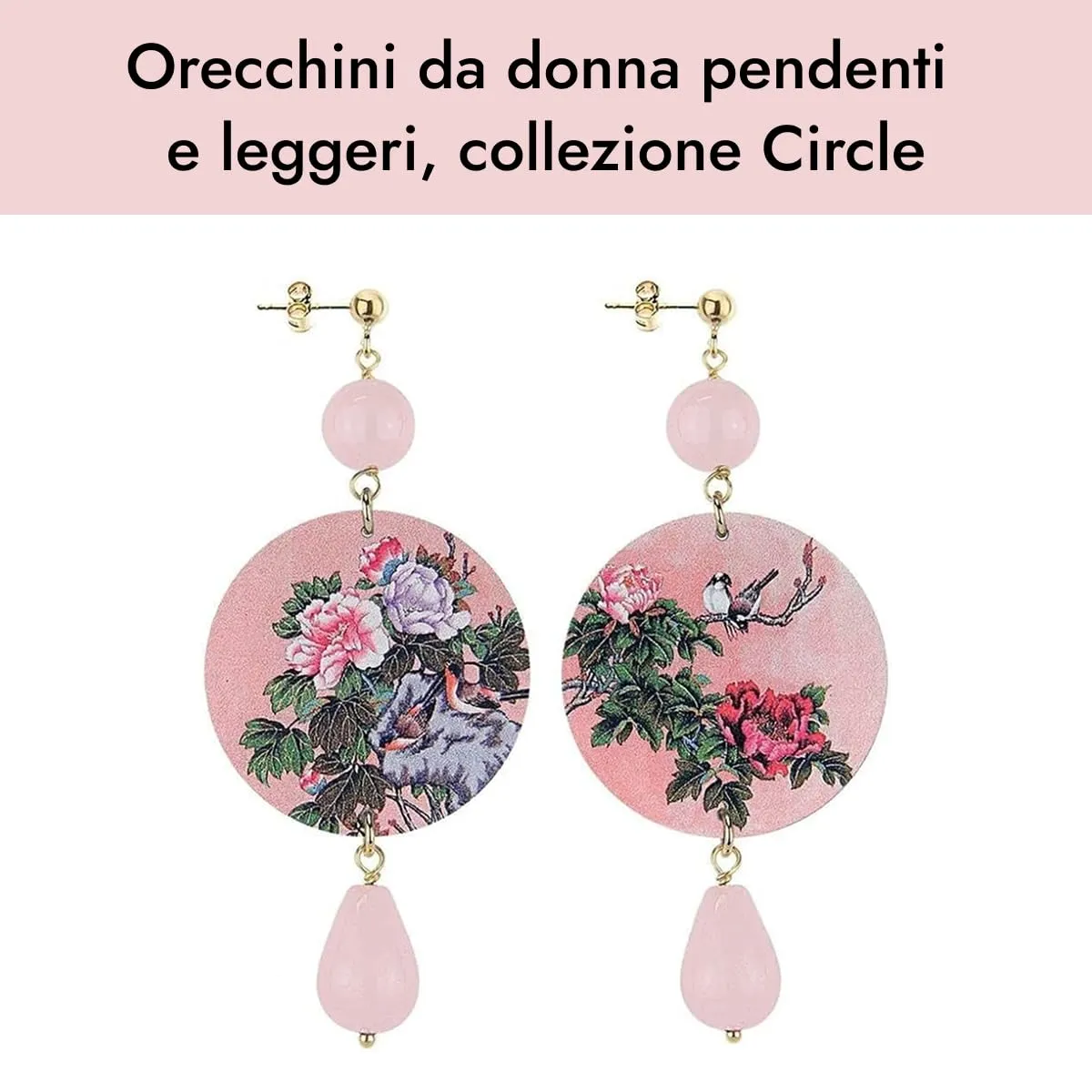 Lebole Orecchini Donna, Orecchini Donna Pendenti Eleganti e Leggeri, in Ottone Galvanizzato Oro con Pietre Naturali, Gioielli Artigianali Made in Italy, Regalo Donna dal Design Esclusivo - immagine 3