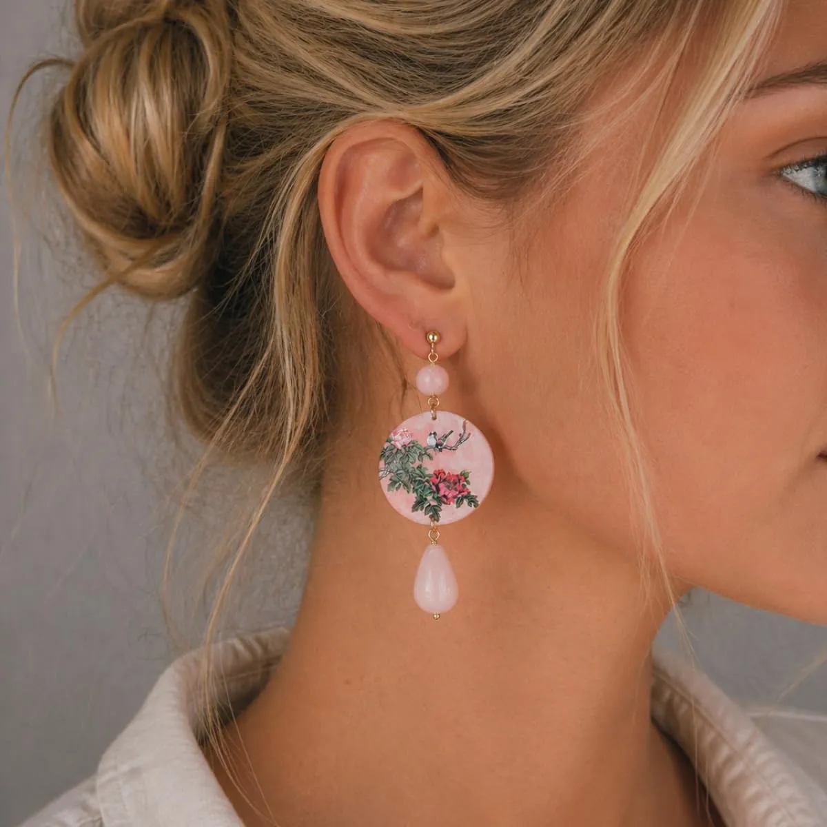 Lebole Orecchini Donna, Orecchini Donna Pendenti Eleganti e Leggeri, in Ottone Galvanizzato Oro con Pietre Naturali, Gioielli Artigianali Made in Italy, Regalo Donna dal Design Esclusivo - immagine 6