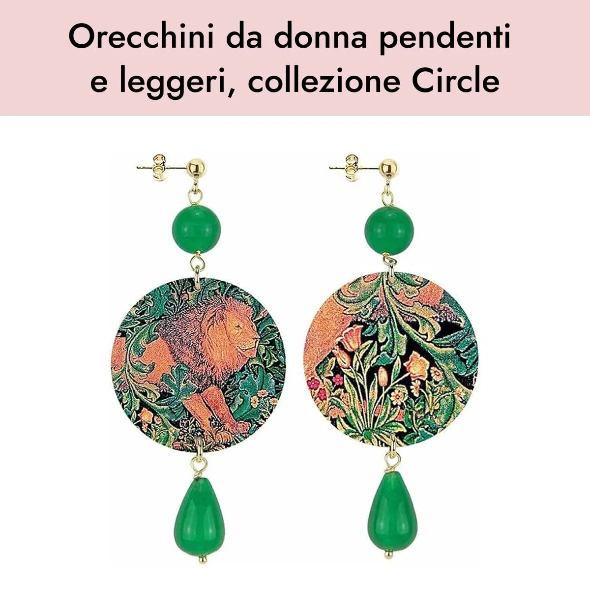Lebole Orecchini Donna, Orecchini Donna Pendenti Eleganti e Leggeri, in Ottone Galvanizzato Oro con Pietre Naturali, Gioielli Artigianali Made in Italy, Regalo Donna dal Design Esclusivo - immagine 3