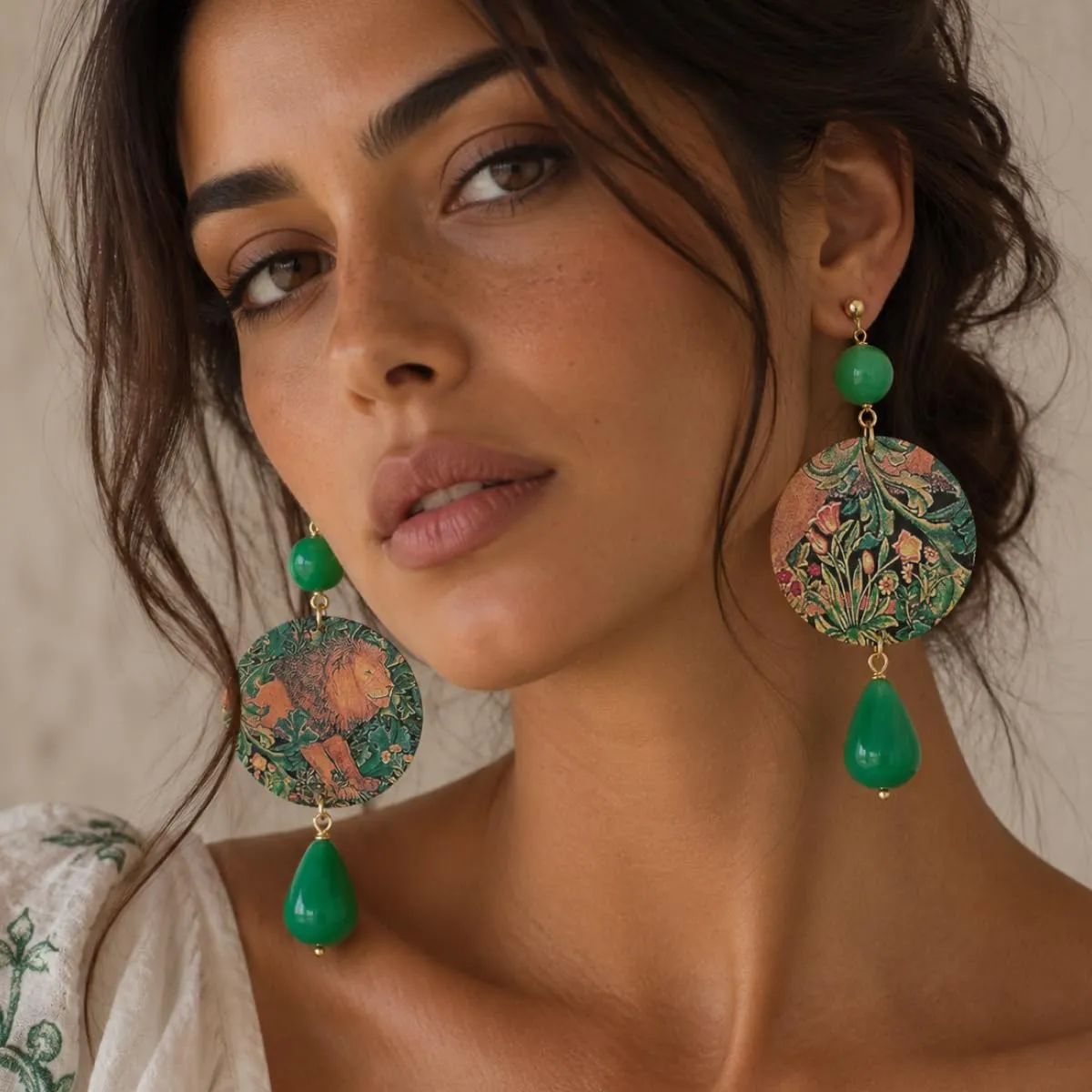 Lebole Orecchini Donna, Orecchini Donna Pendenti Eleganti e Leggeri, in Ottone Galvanizzato Oro con Pietre Naturali, Gioielli Artigianali Made in Italy, Regalo Donna dal Design Esclusivo - immagine 4