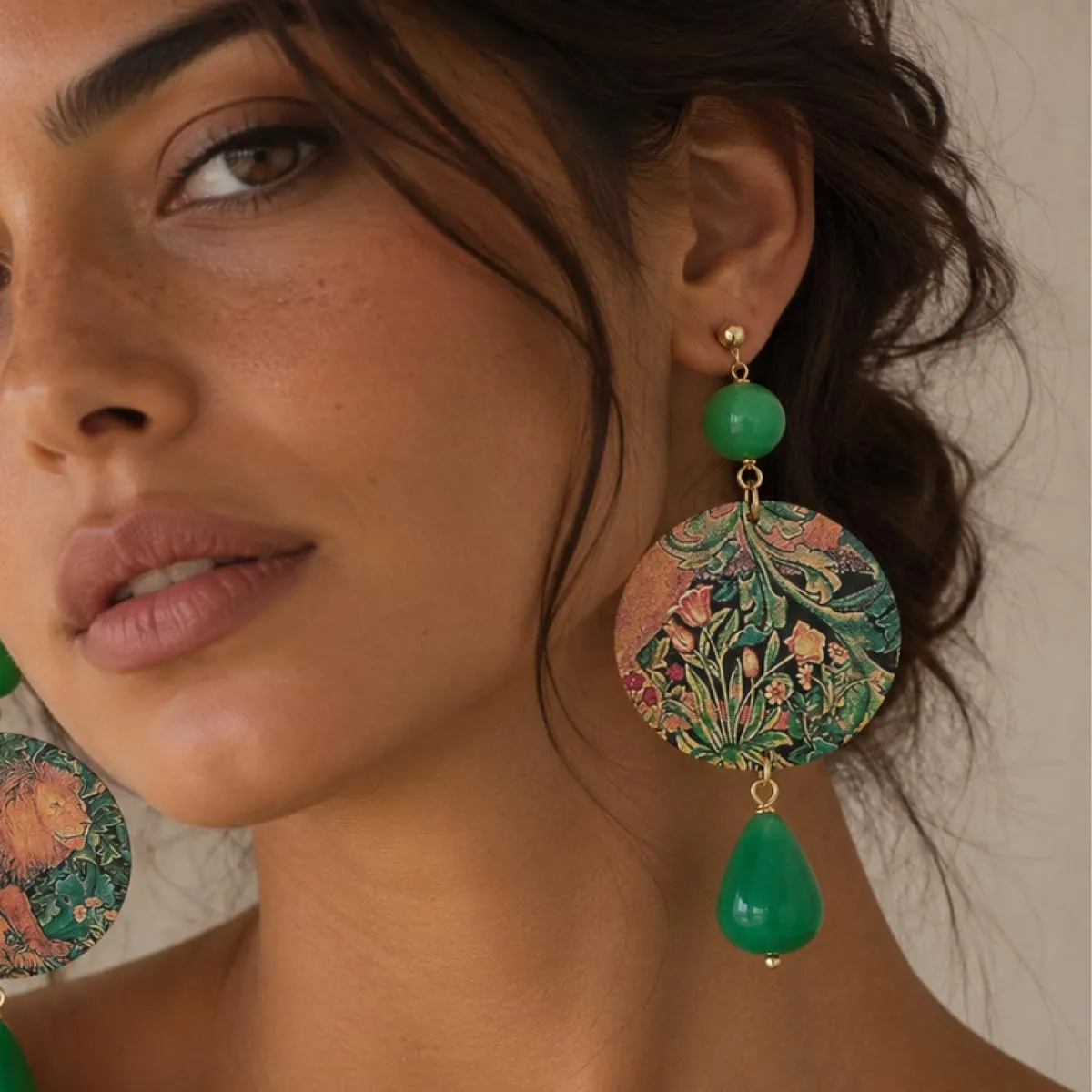 Lebole Orecchini Donna, Orecchini Donna Pendenti Eleganti e Leggeri, in Ottone Galvanizzato Oro con Pietre Naturali, Gioielli Artigianali Made in Italy, Regalo Donna dal Design Esclusivo - immagine 6