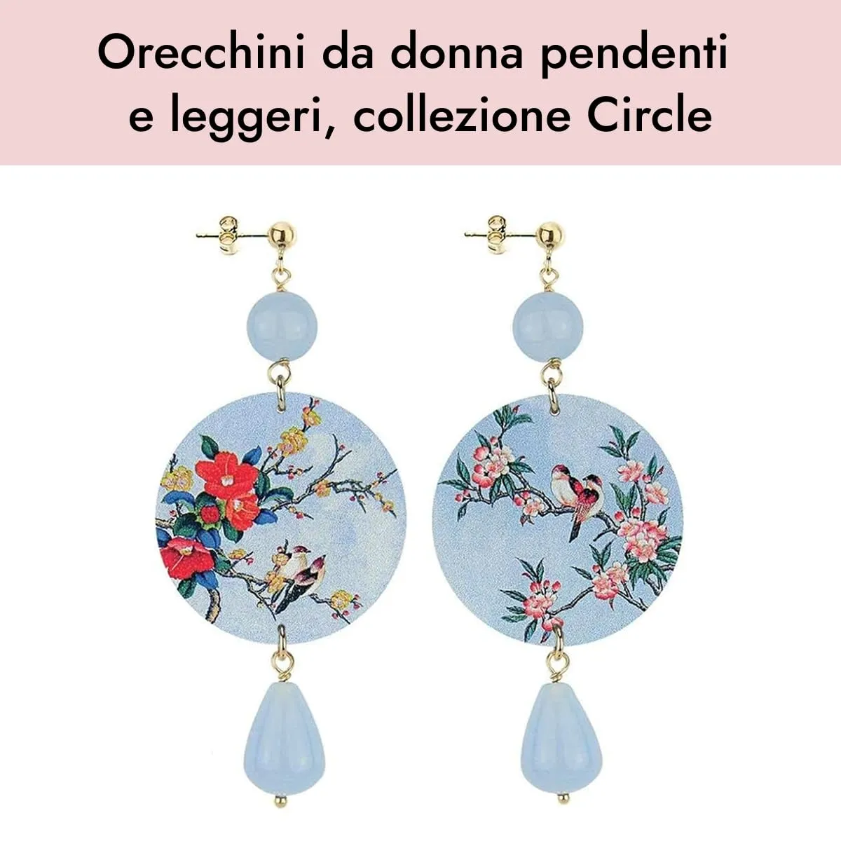 Lebole Orecchini Donna, Orecchini Donna Pendenti Eleganti e Leggeri, in Ottone Galvanizzato Oro con Pietre Naturali, Gioielli Artigianali Made in Italy, Regalo Donna dal Design Esclusivo - immagine 3