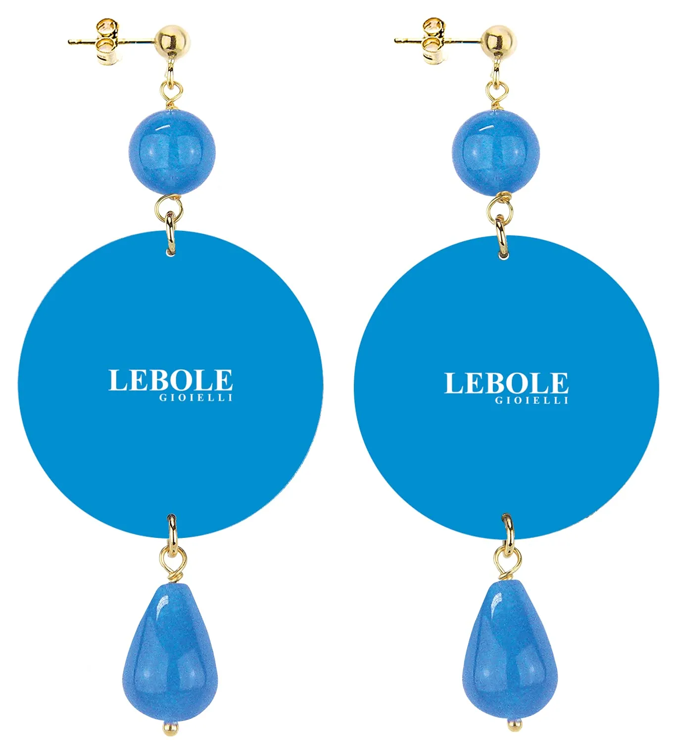 IN Lebole Collezione The Circle DOR56 Trinachia Orecchini da Donna in Ottone Pietra Azzurra - immagine 2
