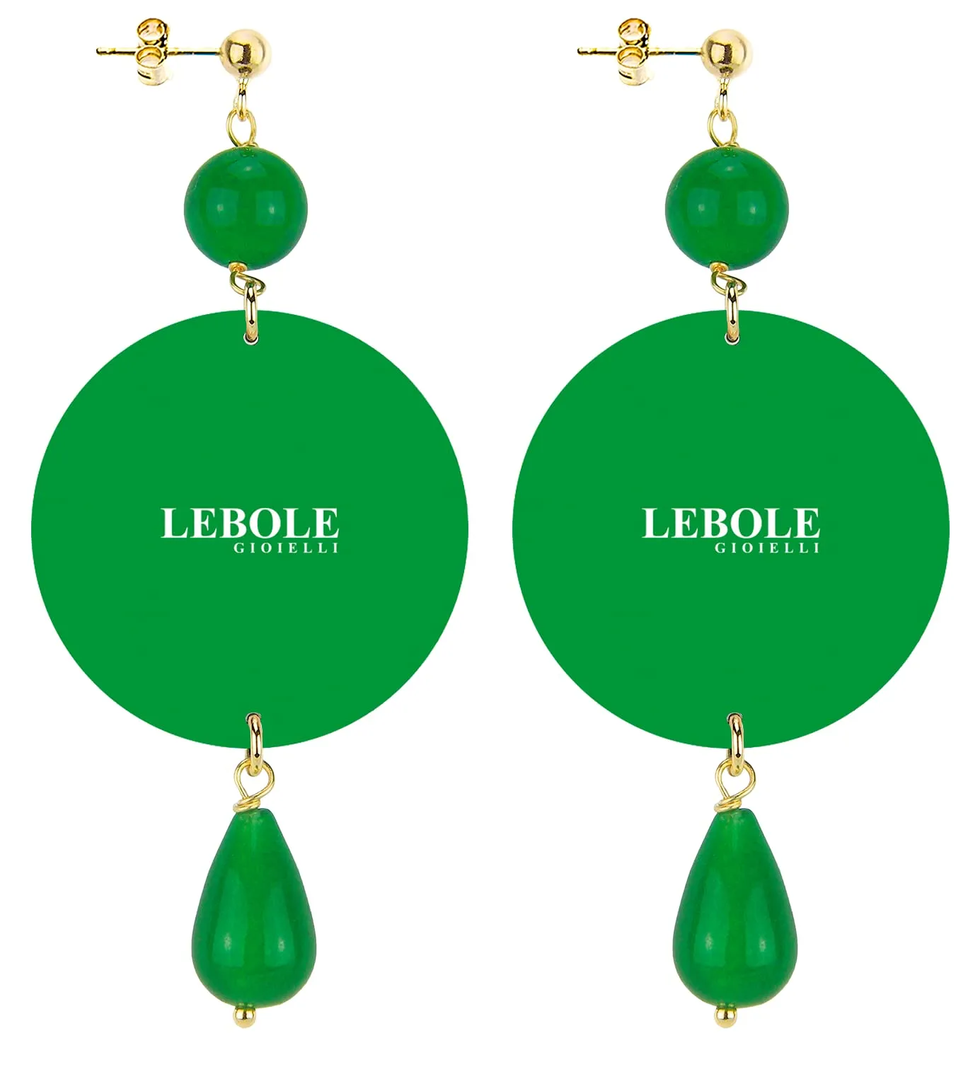 IN Lebole Collezione The Circle DOR161 Toro Orecchini da Donna in Ottone Pietra Verde - immagine 2