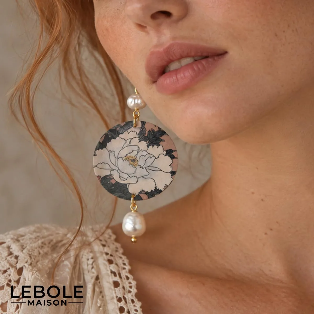 Lebole Orecchini Donna, Orecchini Donna Pendenti Eleganti e Leggeri, in Ottone Galvanizzato Oro con Pietre Naturali, Gioielli Artigianali Made in Italy, Regalo Donna dal Design Esclusivo - immagine 2