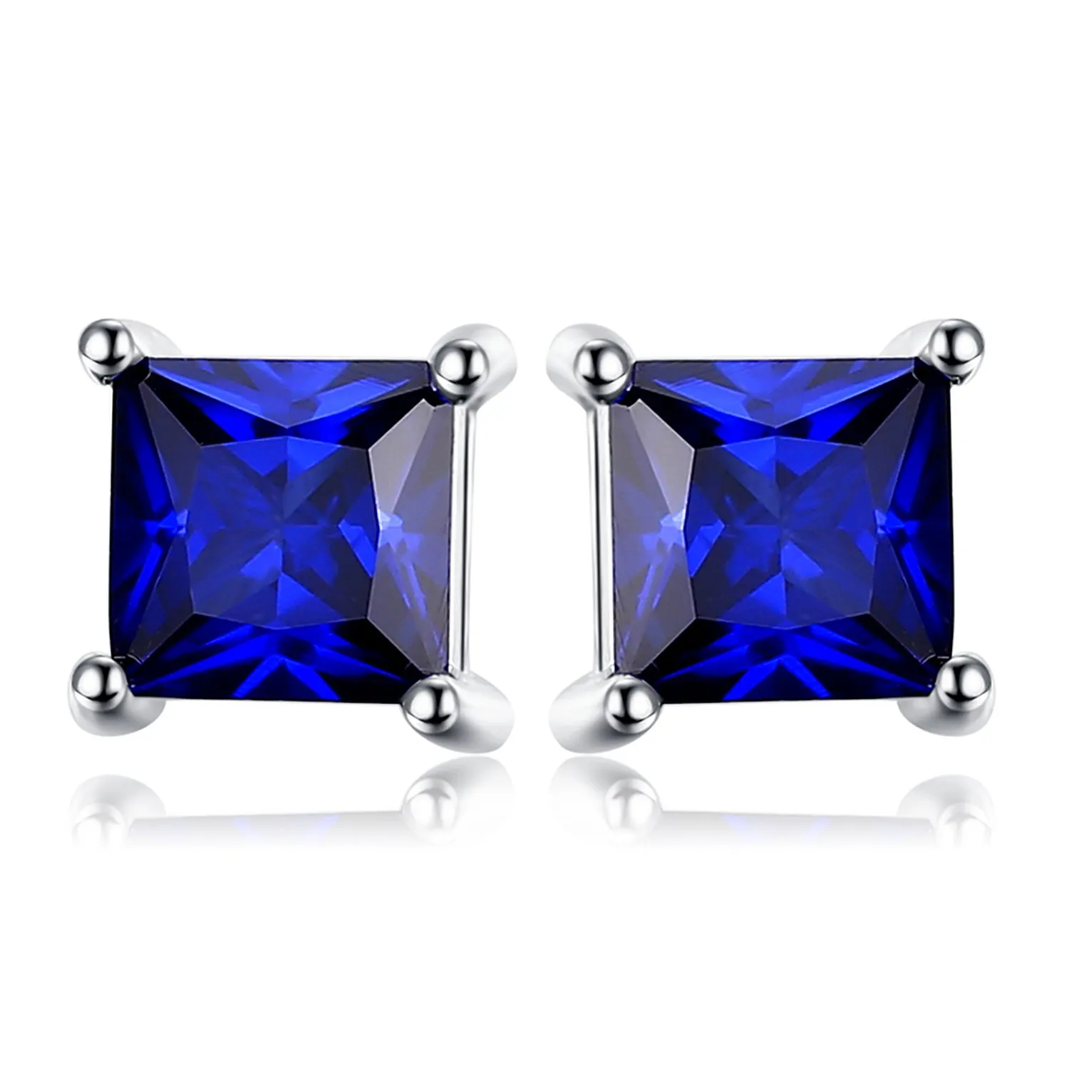 JewelryPalace: Orecchini Donna Argento 925 con Zaffiro Blu e Pietre Dure, a Lobo e Bottone con Taglio Principessa - immagine 1