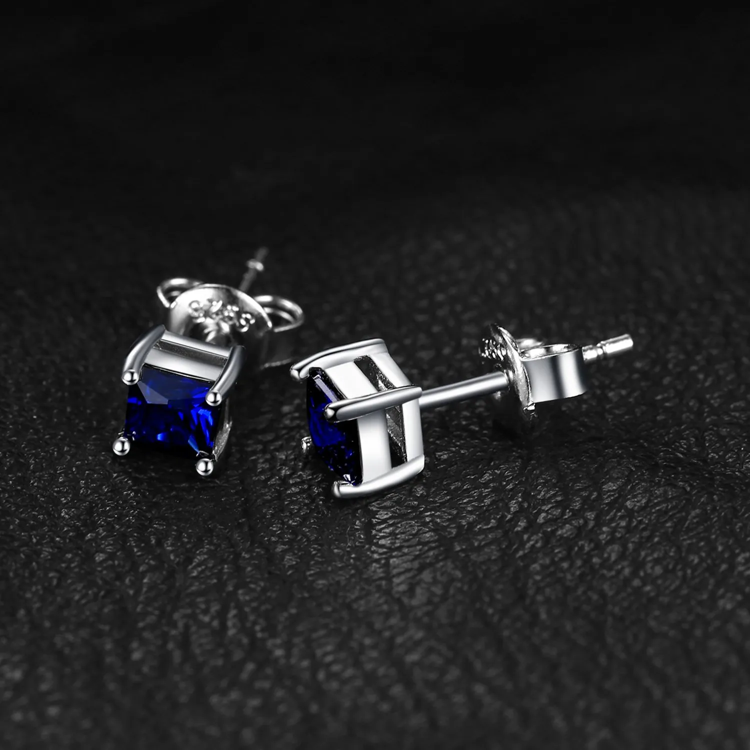 JewelryPalace: Orecchini Donna Argento 925 con Zaffiro Blu e Pietre Dure, a Lobo e Bottone con Taglio Principessa - immagine 4