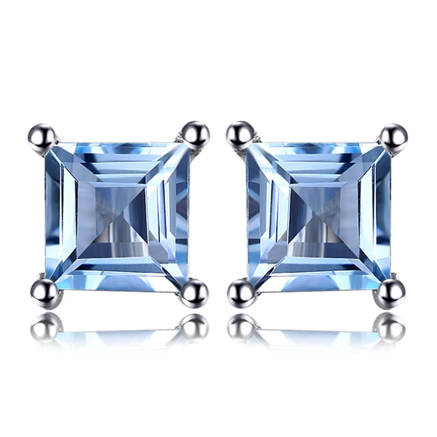 JewelryPalace Orecchini a Lobo Donna Argento 925 con Naturale Ametista, Topazio, Citrino, Granato, Peridoto, Rubino, Zaffiro, Smeraldo - Set a Bottone Quadrato - immagine 1