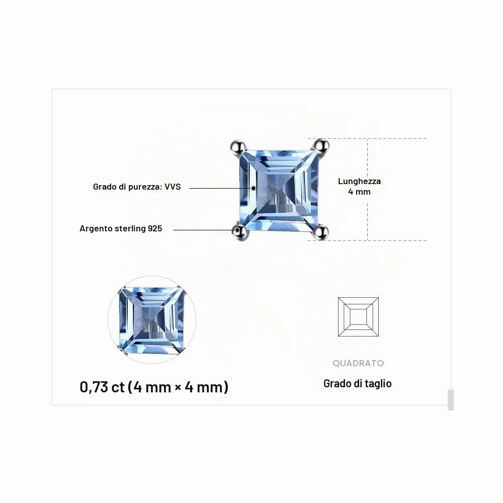 JewelryPalace Orecchini a Lobo Donna Argento 925 con Naturale Ametista, Topazio, Citrino, Granato, Peridoto, Rubino, Zaffiro, Smeraldo - Set a Bottone Quadrato - immagine 2