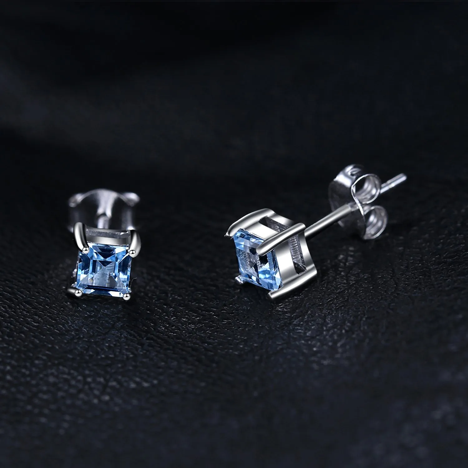 JewelryPalace Orecchini a Lobo Donna Argento 925 con Naturale Ametista, Topazio, Citrino, Granato, Peridoto, Rubino, Zaffiro, Smeraldo - Set a Bottone Quadrato - immagine 4