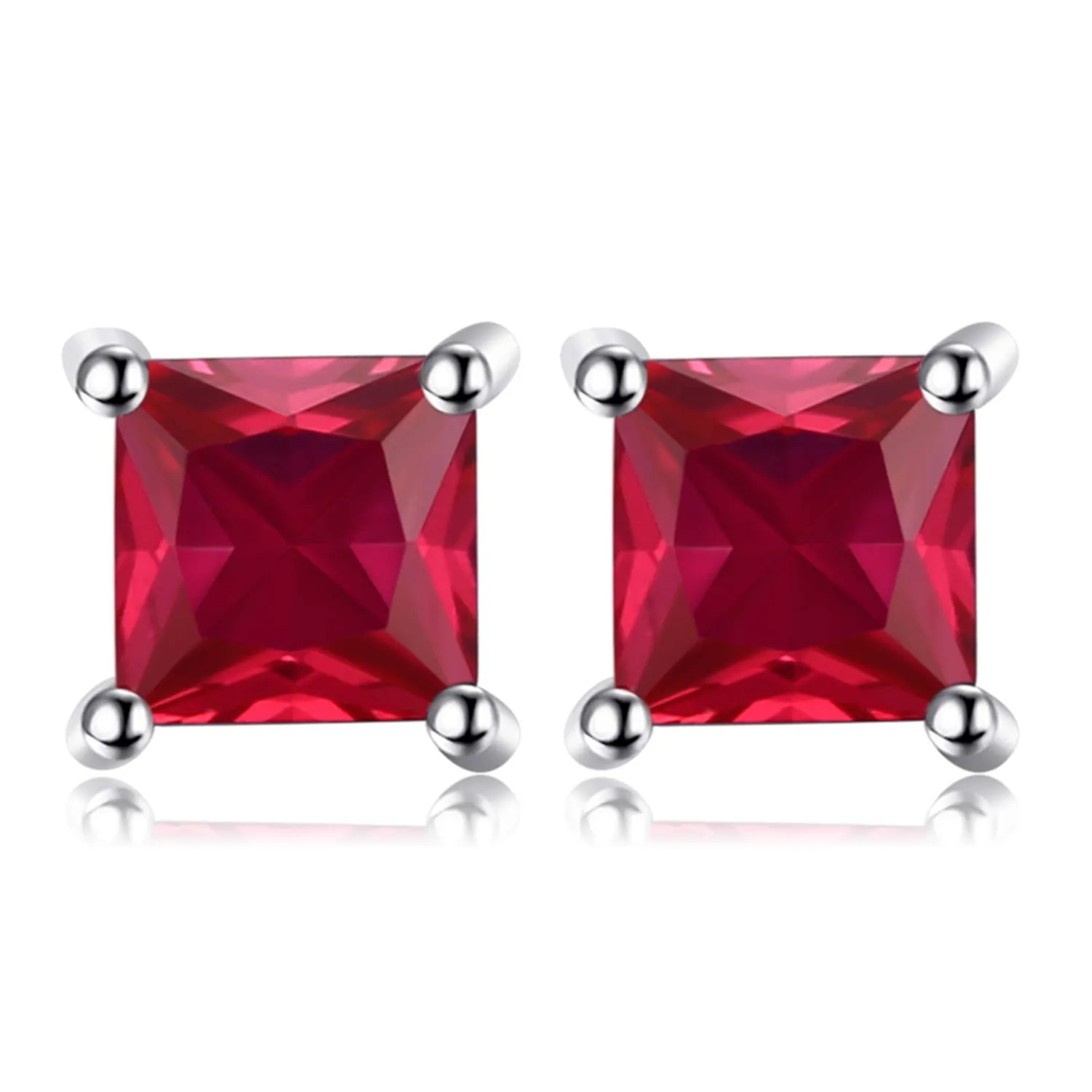 JewelryPalace Orecchini a Lobo in Argento 925 Donna con Naturale Ametista, Topazio, Citrino, Granato, Peridoto, Rubino, Zaffiro, Smeraldo - Set Piercing Quadrato a Bottone - immagine 1