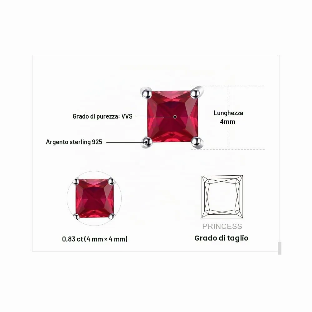 JewelryPalace Orecchini a Lobo in Argento 925 Donna con Naturale Ametista, Topazio, Citrino, Granato, Peridoto, Rubino, Zaffiro, Smeraldo - Set Piercing Quadrato a Bottone - immagine 2