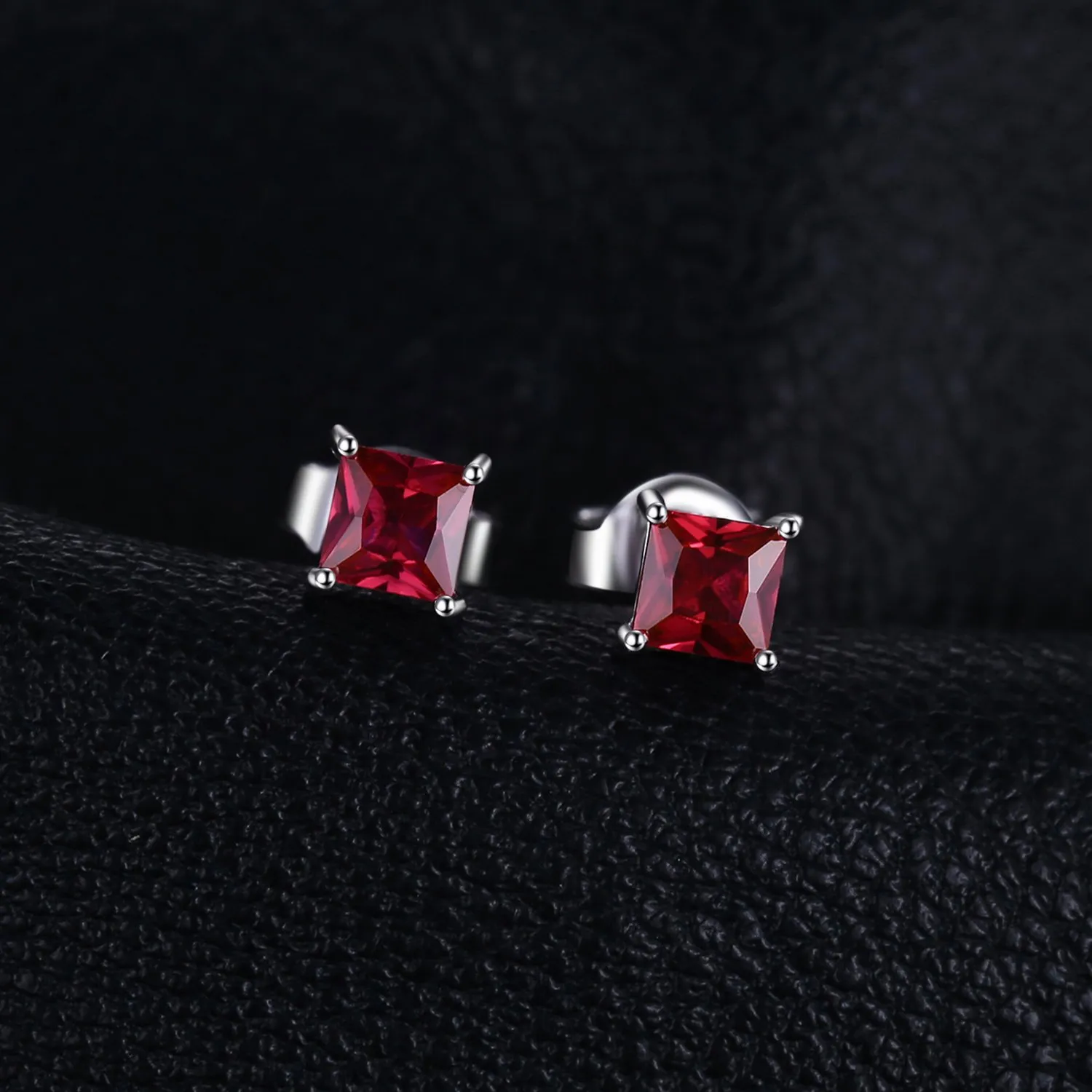 JewelryPalace Orecchini a Lobo in Argento 925 Donna con Naturale Ametista, Topazio, Citrino, Granato, Peridoto, Rubino, Zaffiro, Smeraldo - Set Piercing Quadrato a Bottone - immagine 3