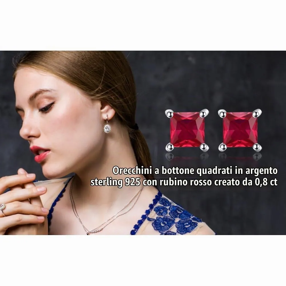 JewelryPalace Orecchini a Lobo in Argento 925 Donna con Naturale Ametista, Topazio, Citrino, Granato, Peridoto, Rubino, Zaffiro, Smeraldo - Set Piercing Quadrato a Bottone - immagine 6