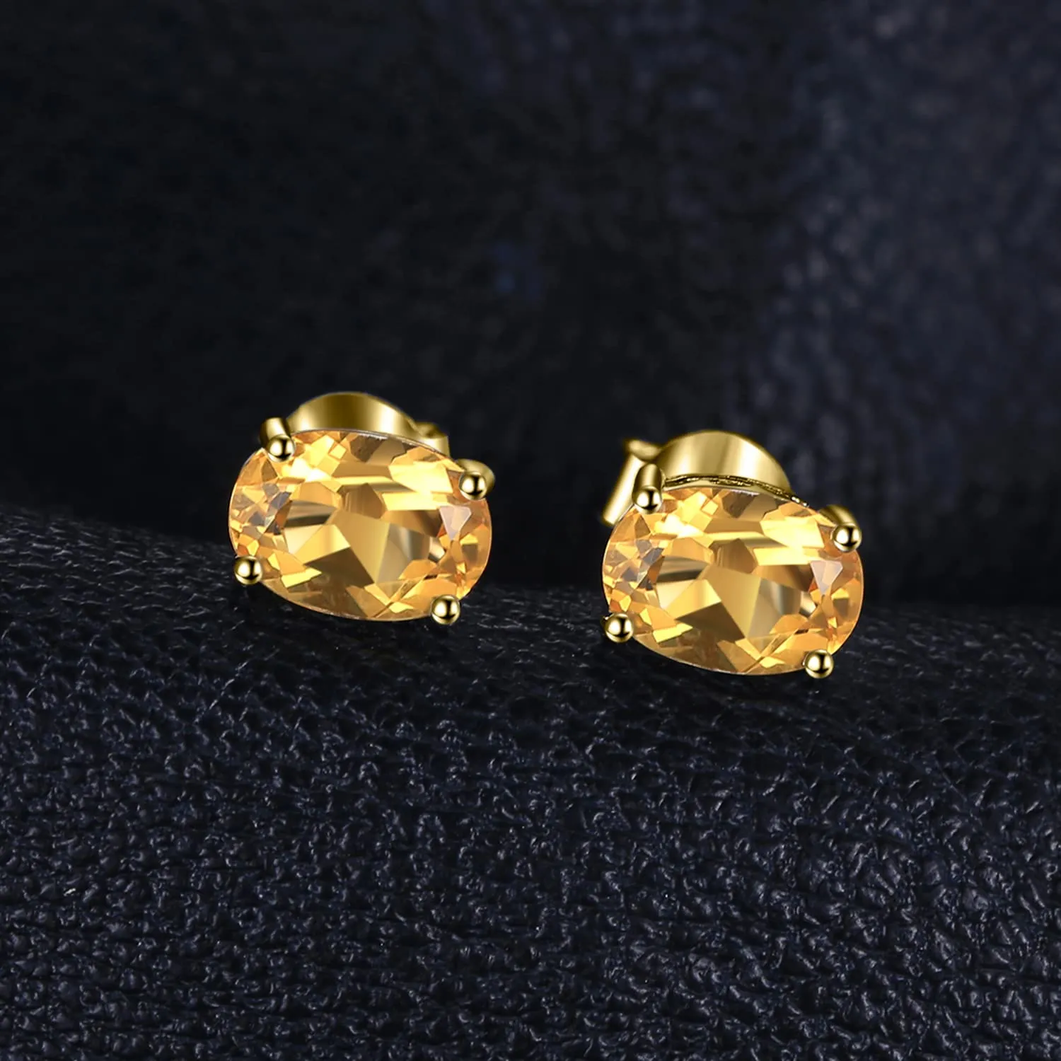 JewelryPalace Orecchini a Bottone Donna Argento 925 con Natural Citrino Arancione, Piercing Dorati a Lobo con Pietre a Taglio Ovale, Set Gioielli Arancioni in Oro - immagine 2