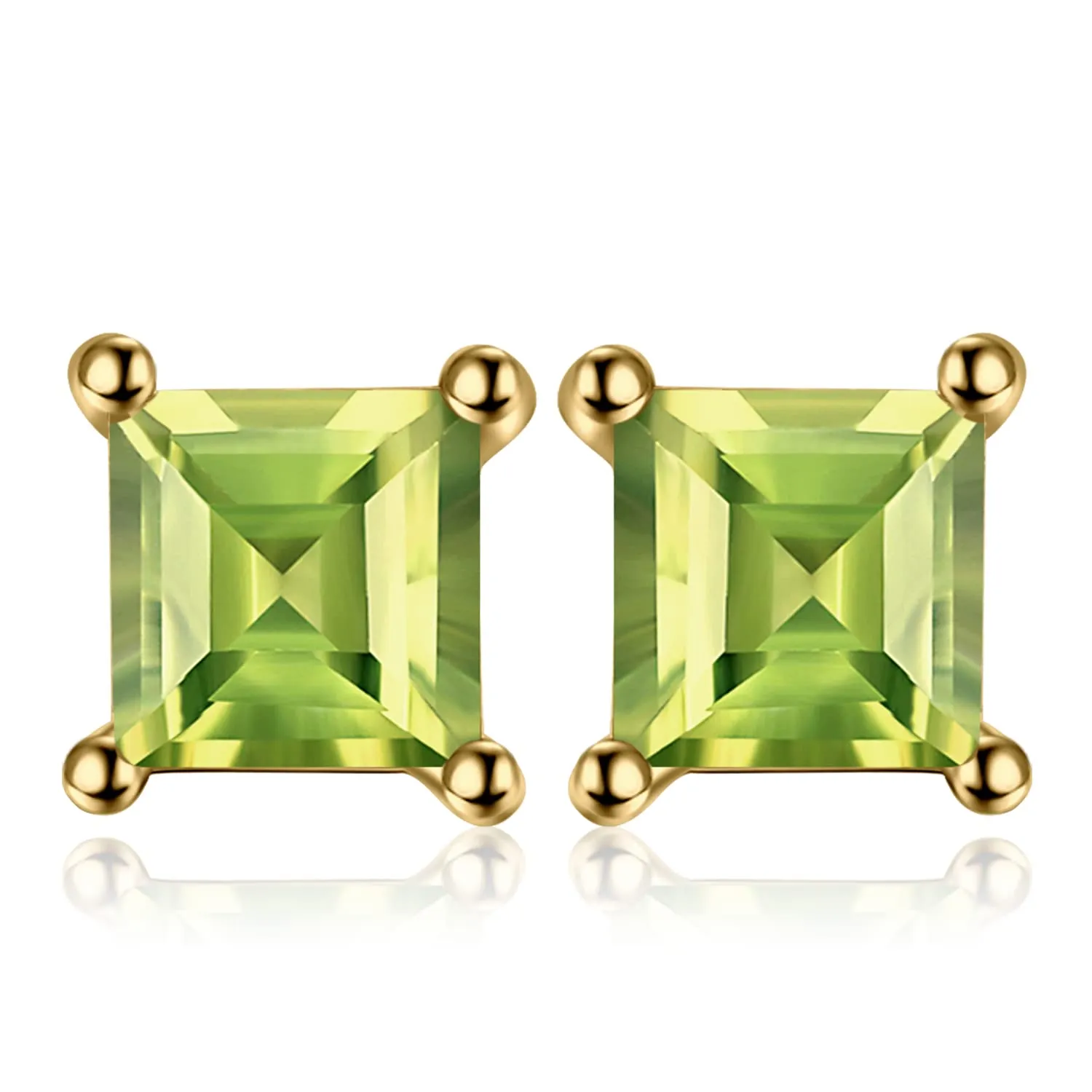 JewelryPalace Orecchini a Lobo in Argento 925 Con Peridoto Verde Naturale, Piercing a Bottone Con Pietre Dure a Taglio Quadrato, Set Gioielli Donna Verdi in Oro - immagine 1