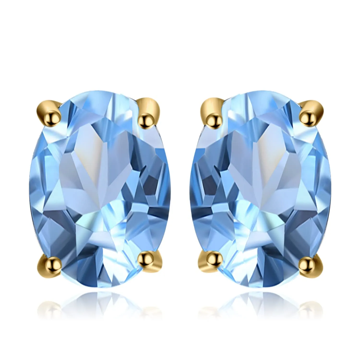 JewelryPalace Orecchini a Bottone in Argento 925 con Ametista Viola, Topazio Azzurro, Citrino, Granato, Peridoto - Stud Orecchini a Lobo Donna in Tre Ori - immagine 1