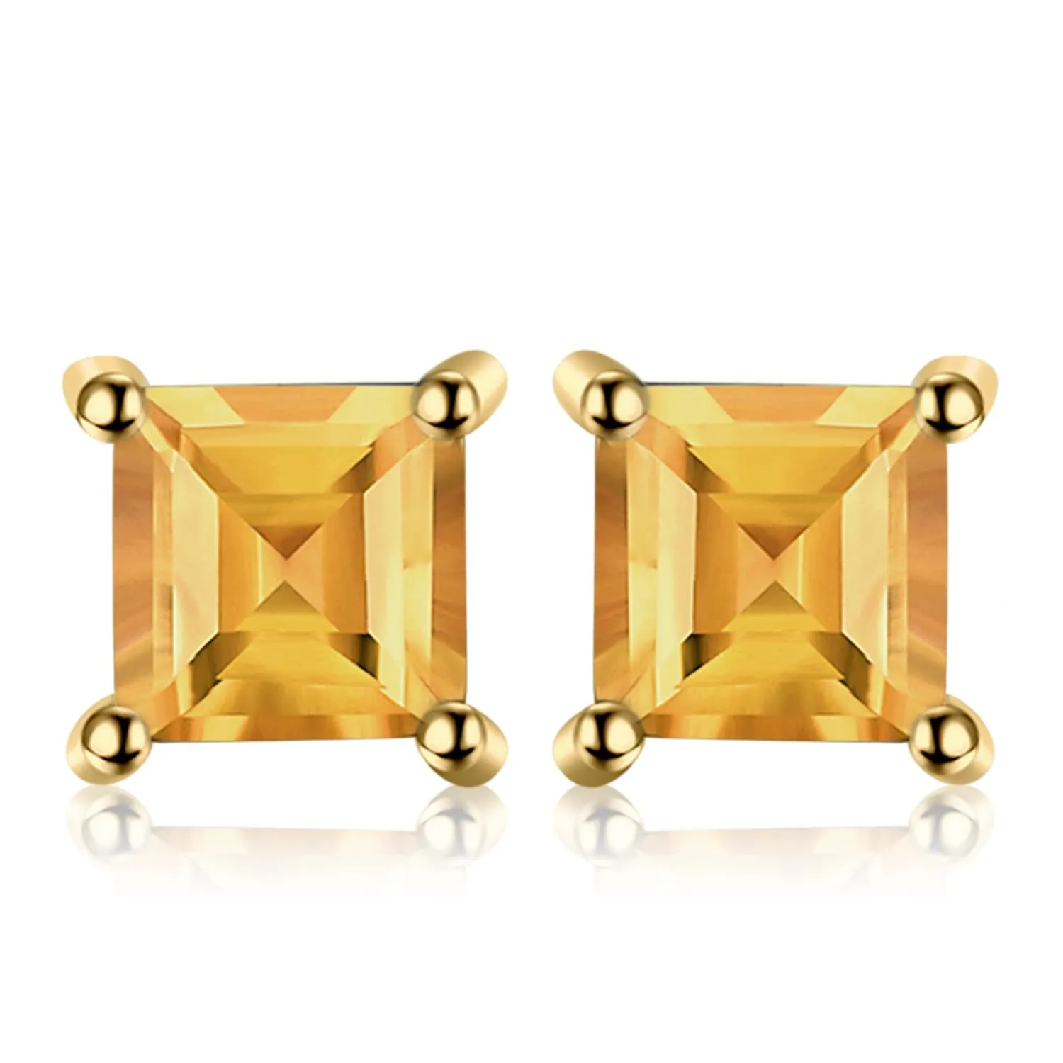 JewelryPalace 0.6ct Orecchini a Lobo Donna Argento 925 con Naturale Ctrino Arancione, Piercing Orecchini a Bottone Donna con Pietre a Taglio Quadrato, Orecchini Arancioni in Oro Set Gioielli - immagine 1