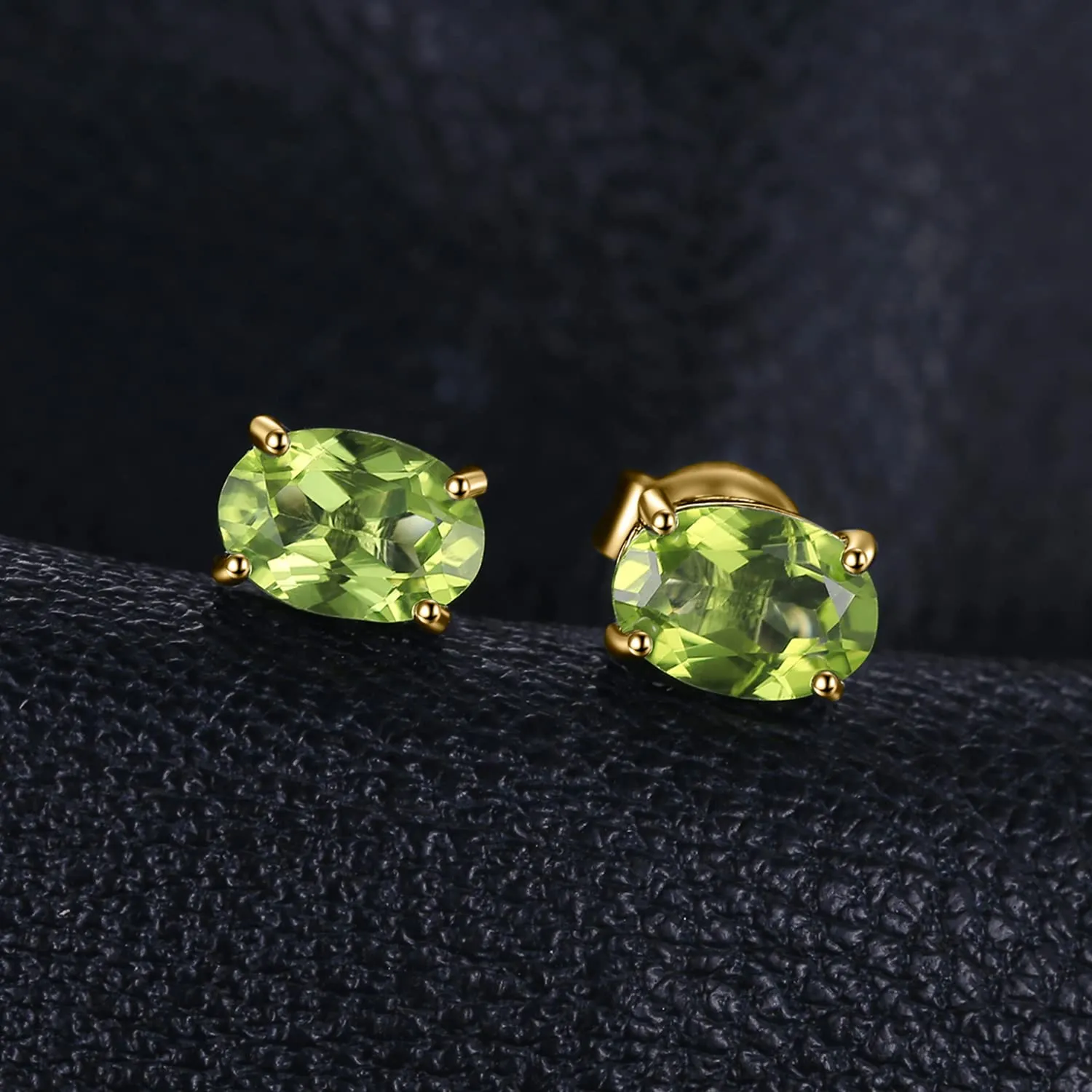 JewelryPalace Orecchini a Bottone in Argento 925 Donna con Pietre Naturali: Ametista Viola, Topazio Azzurro, Citrino, Granato, Peridoto - Stud Orecchini a Lobo in Tre Ori con Pietra Ovale - immagine 2