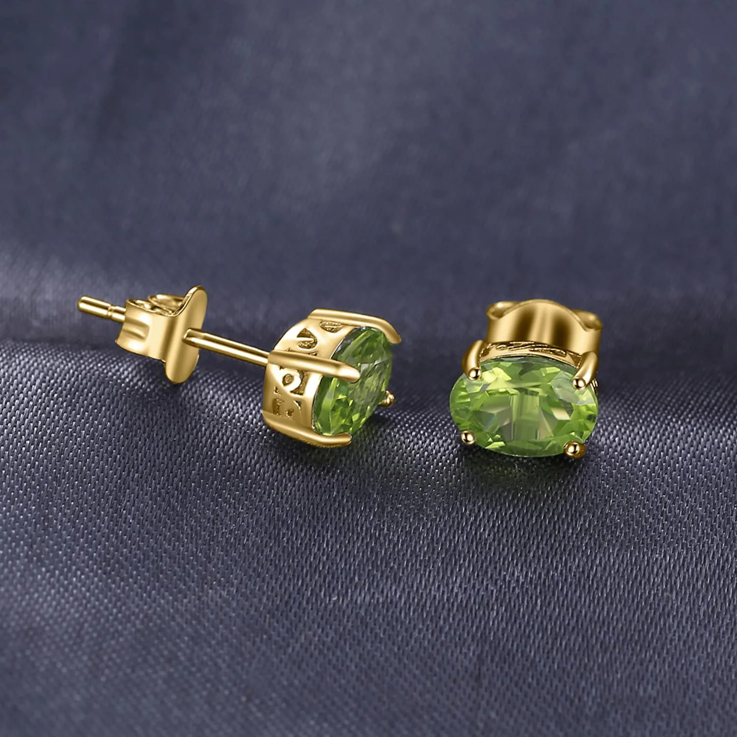 JewelryPalace Orecchini a Bottone in Argento 925 Donna con Pietre Naturali: Ametista Viola, Topazio Azzurro, Citrino, Granato, Peridoto - Stud Orecchini a Lobo in Tre Ori con Pietra Ovale - immagine 3