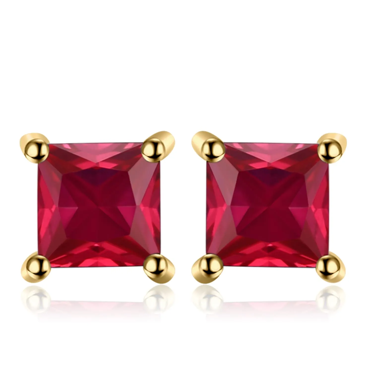 JewelryPalace Orecchini a Lobo Argento 925 con Creato Rubino Rosso, Piercing a Bottone con Pietre Dure a Taglio Principessa, Set Gioielli Donna Orecchini Rossi in Oro - immagine 1