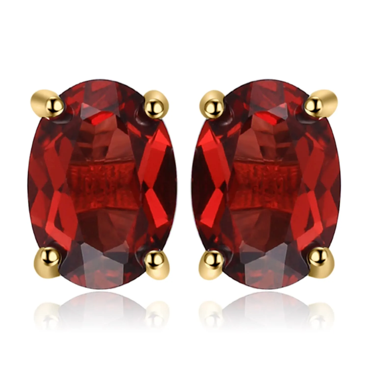 JewelryPalace orecchino Argento 925 con Granato Rosso, donna Orecchini Dorati a Lobo con Pietre a Taglio Ovale, Gioielli Rossi in Oro - immagine 1