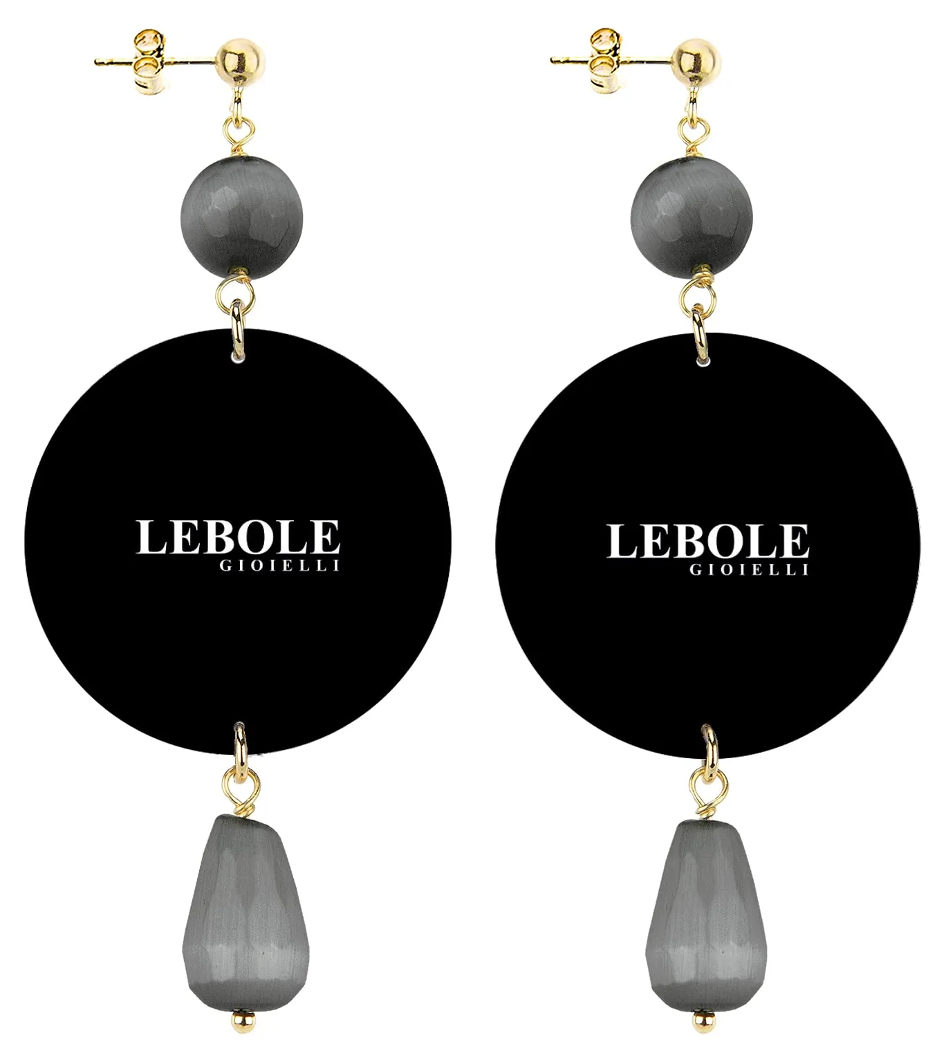 Lebole Orecchini Donna, Orecchini Donna Pendenti Eleganti e Leggeri, in Ottone Galvanizzato Oro con Pietre Naturali, Gioielli Artigianali Made in Italy, Regalo Donna dal Design Esclusivo - immagine 2
